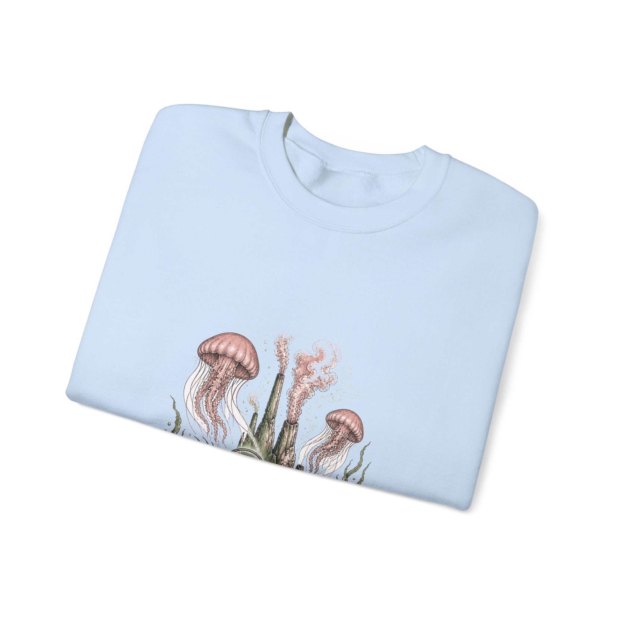Matching Couple Sweatshirt - Coral Reef & Deep Sea Matching Couple Crewneck Sweatshirt Hand-Drawn Art His Hers Best Friend Gift - Design B