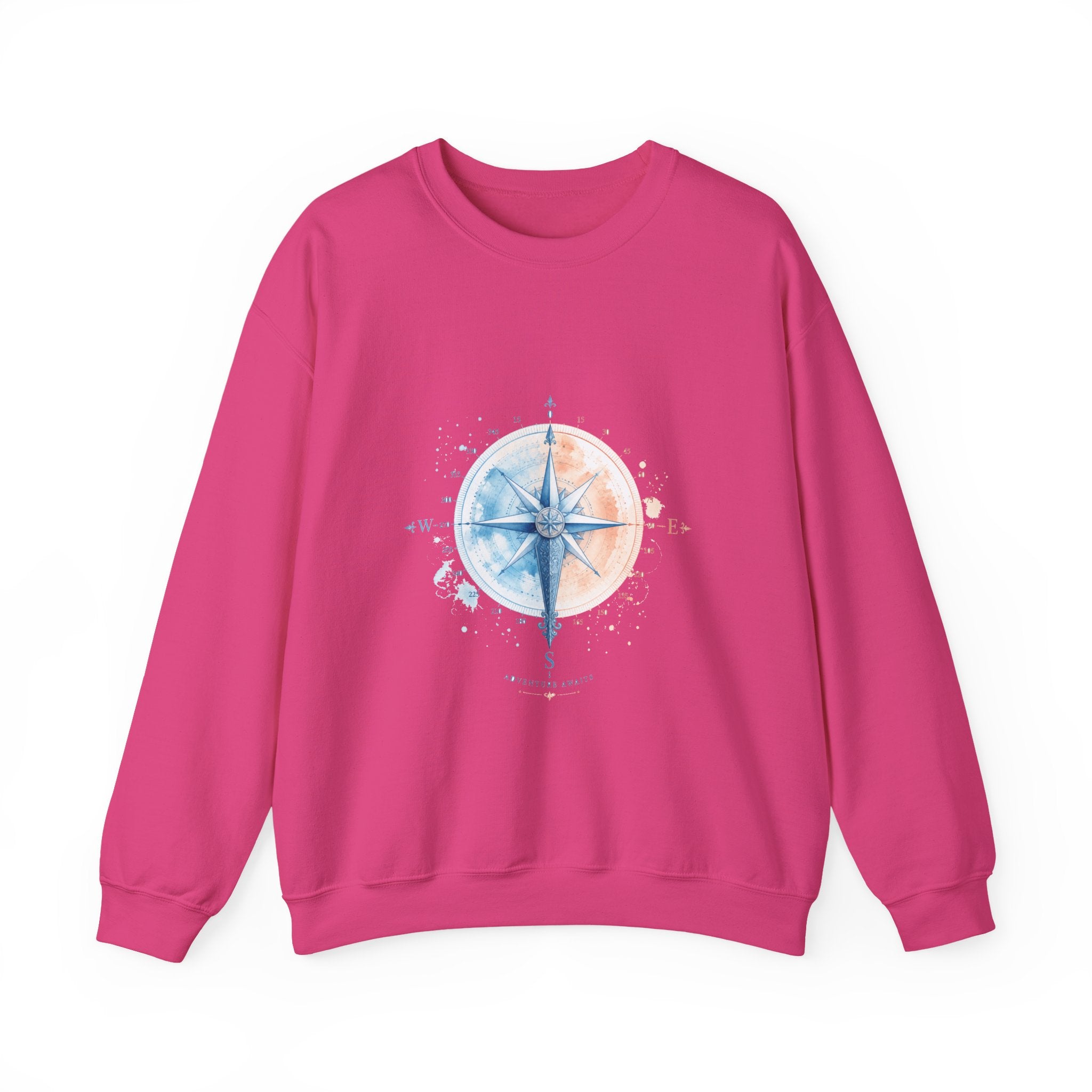 Matching Couple Sweatshirt - Compass North & South Matching Couple Premium Fleece Sweatshirt Watercolor Art His Hers Birthday Gift - Design B