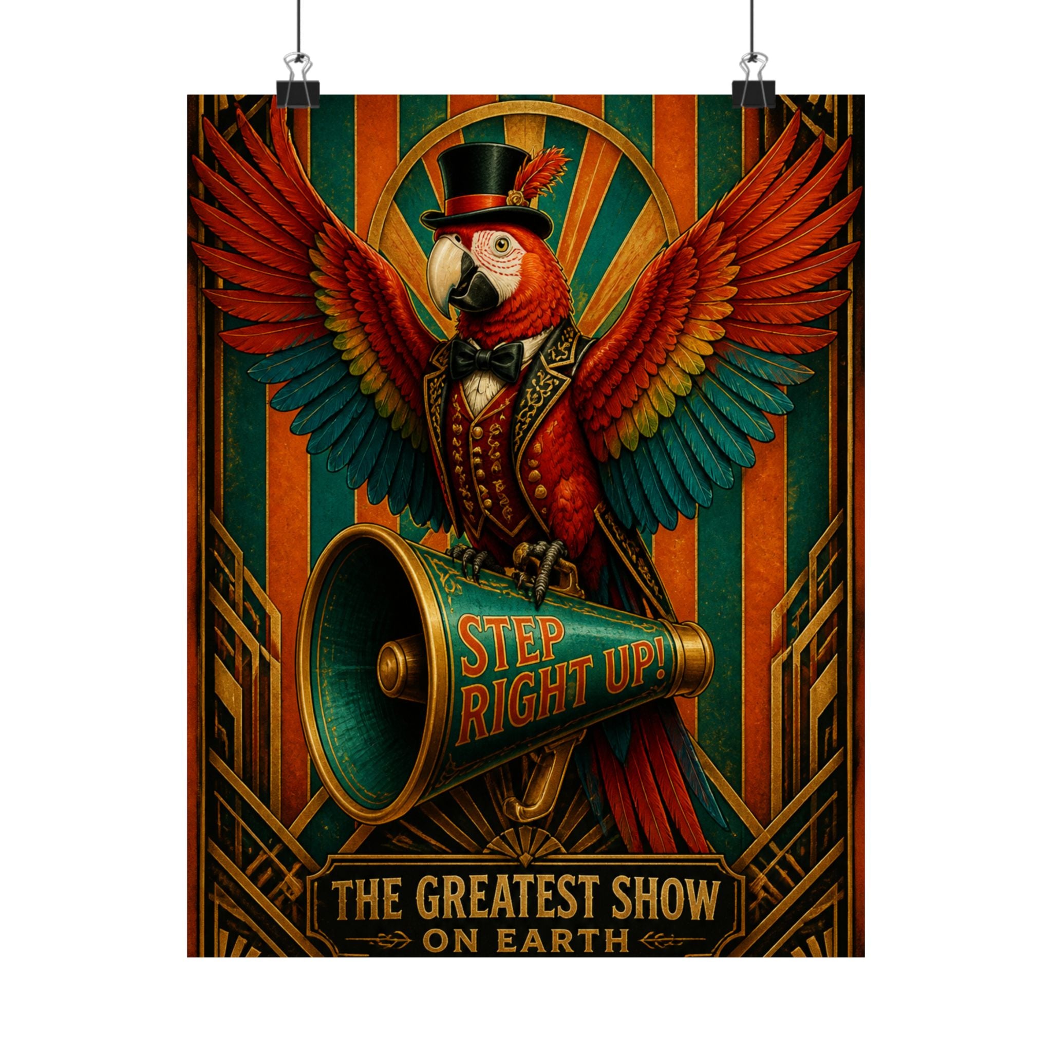 Parrot Ringmaster Wall Art Poster 18×24 Art Deco Entryway Decor Maximalist Print