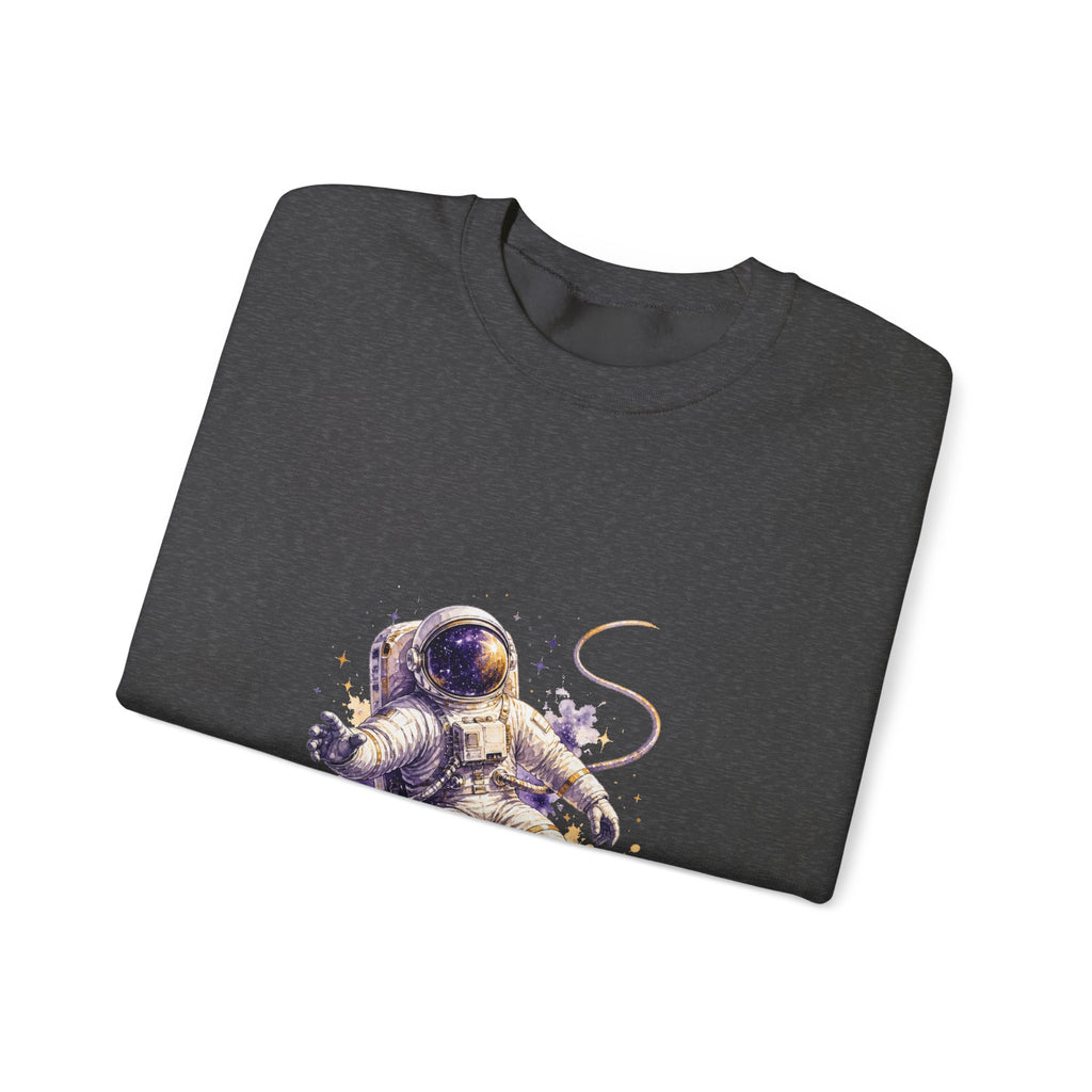 Matching Couple Sweatshirt - Astronaut & Planet Matching Couple Comfort Colors Crew Watercolor Art His Hers Birthday Gift - Design A