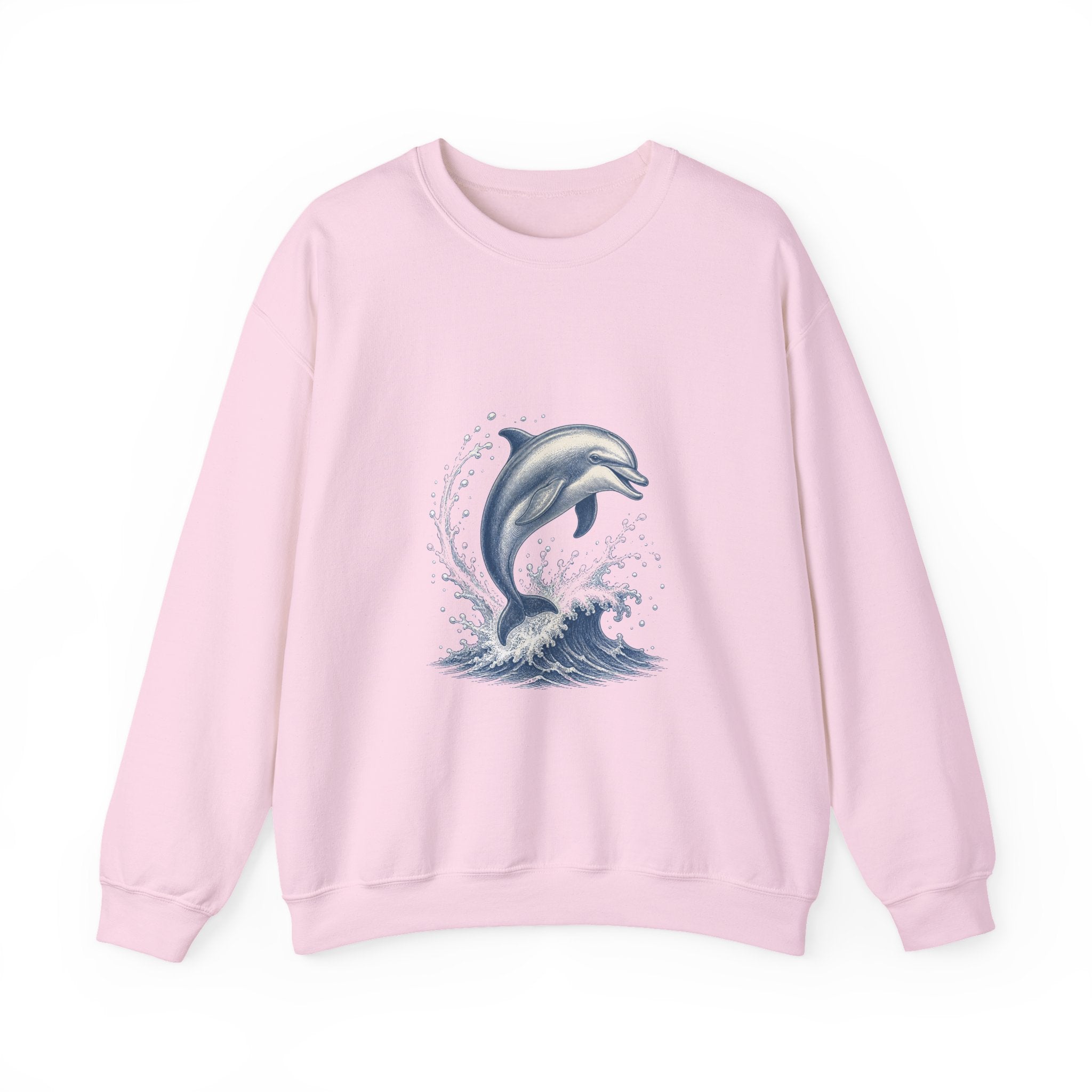 Matching Couple Sweatshirt - Shark & Dolphin Matching Couple Premium Fleece Sweatshirt Vintage Art His Hers Honeymoon Gift - Design B