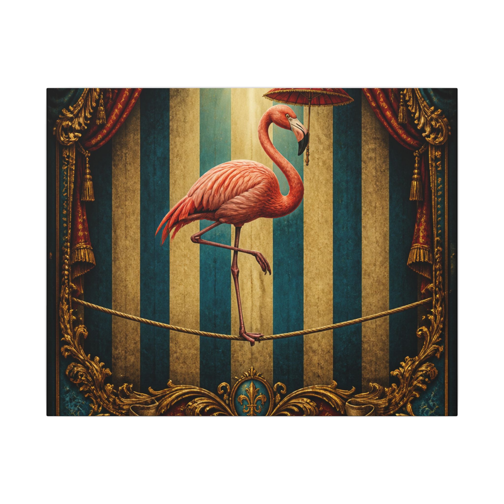Flamingo Tightrope Wall Art Canvas 24×36 Baroque Studio Decor Maximalist Print