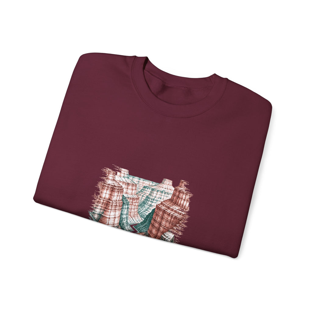 Matching Couple Sweatshirt - Lavender Fields & Canyon Matching Couple Crewneck Sweatshirt Hand-Drawn Art His Hers Best Friend Gift - Design B