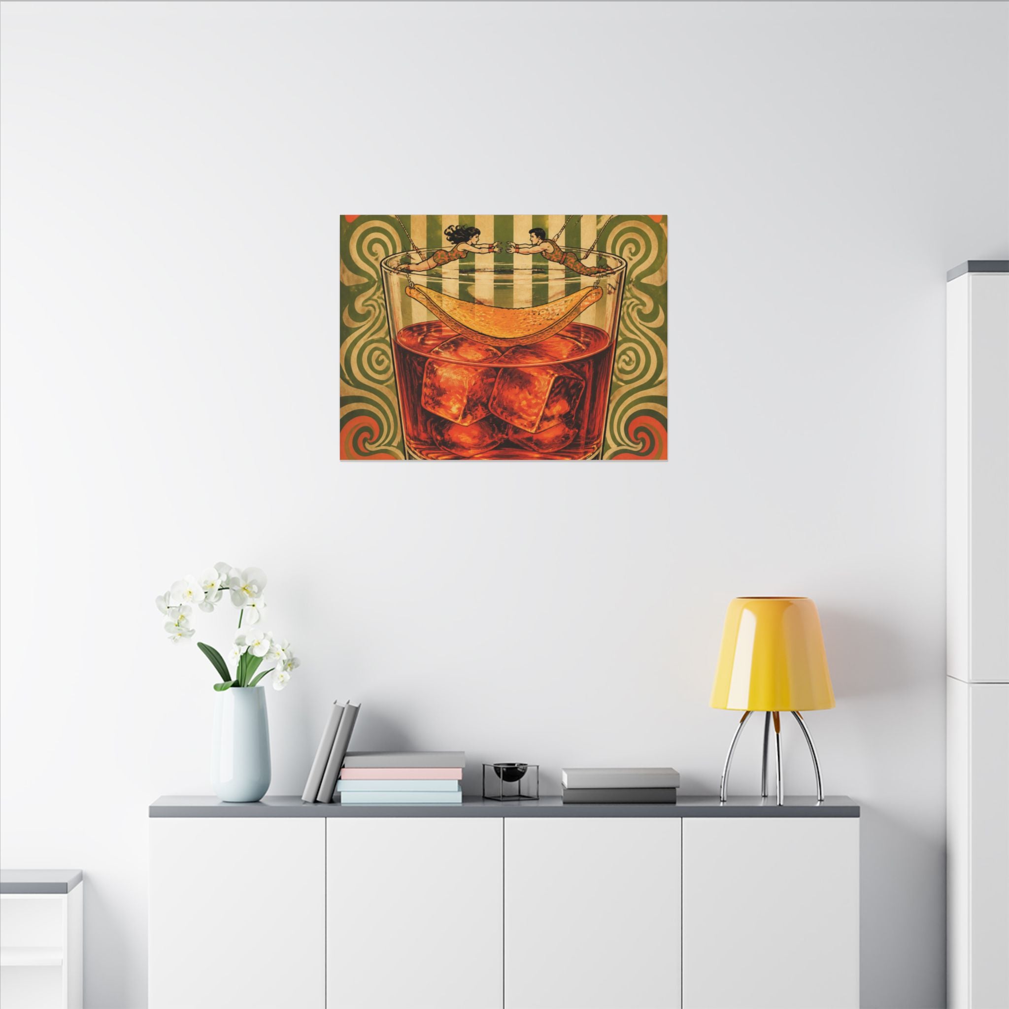 Negroni Trapeze Act Wall Art Canvas 24×36 Psychedelic Dining Room Decor Maximalist Print