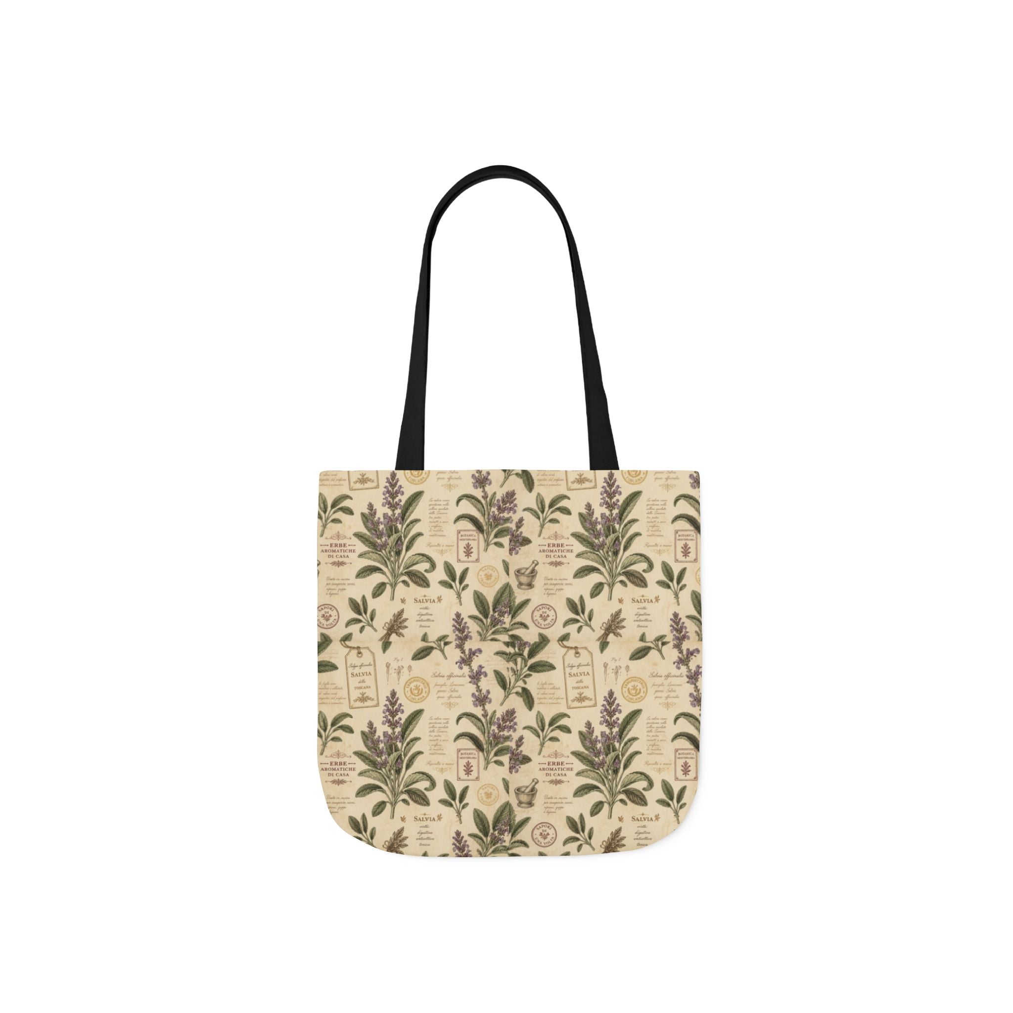 Sage Leaves Canvas Tote Bag Mediterranean Kitchen Botanical Design Italian Cottagecore Gift