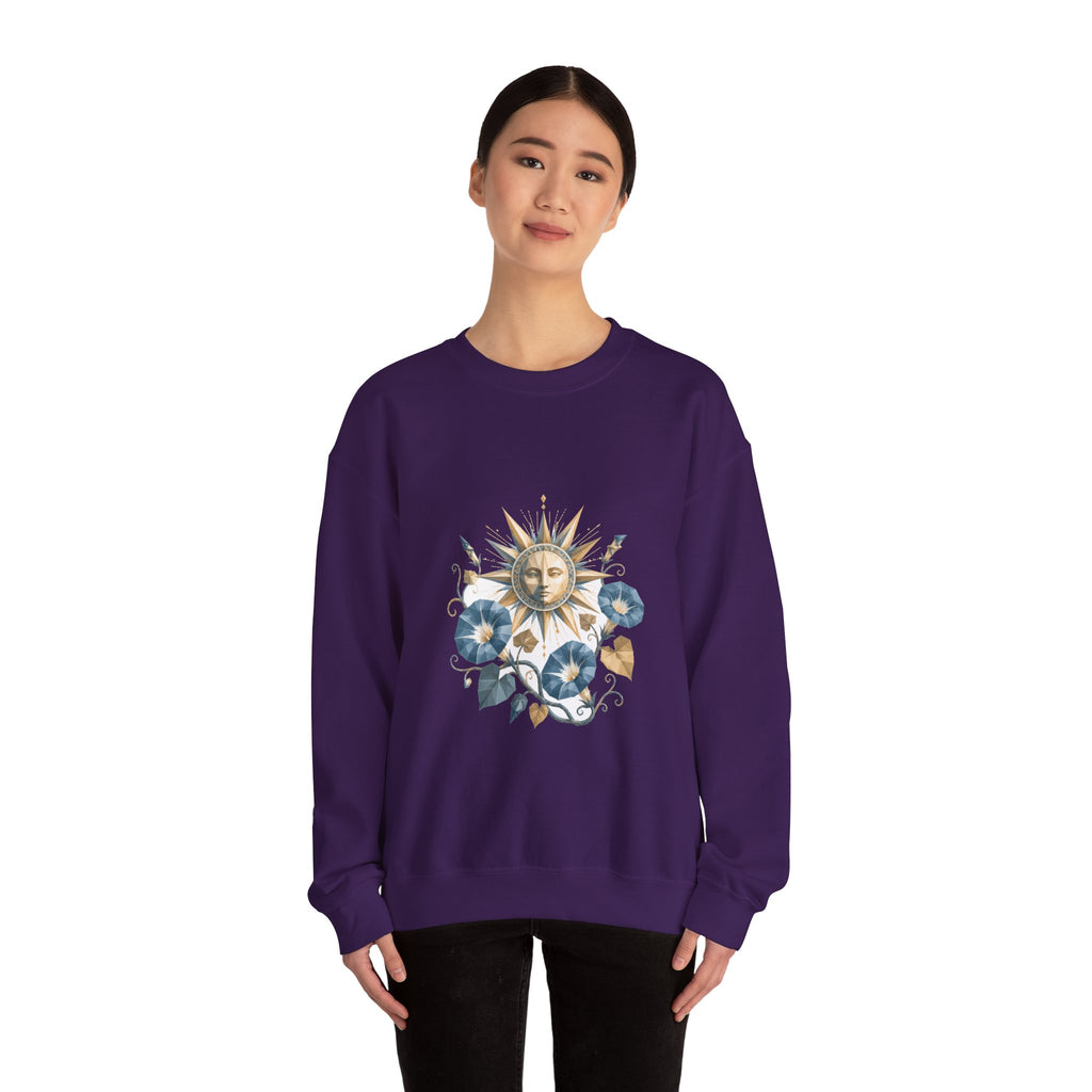 Matching Couple Sweatshirt - Sun & Moon Matching Couple Crewneck Sweatshirt Geometric Art His Hers Couple Gift - Design B