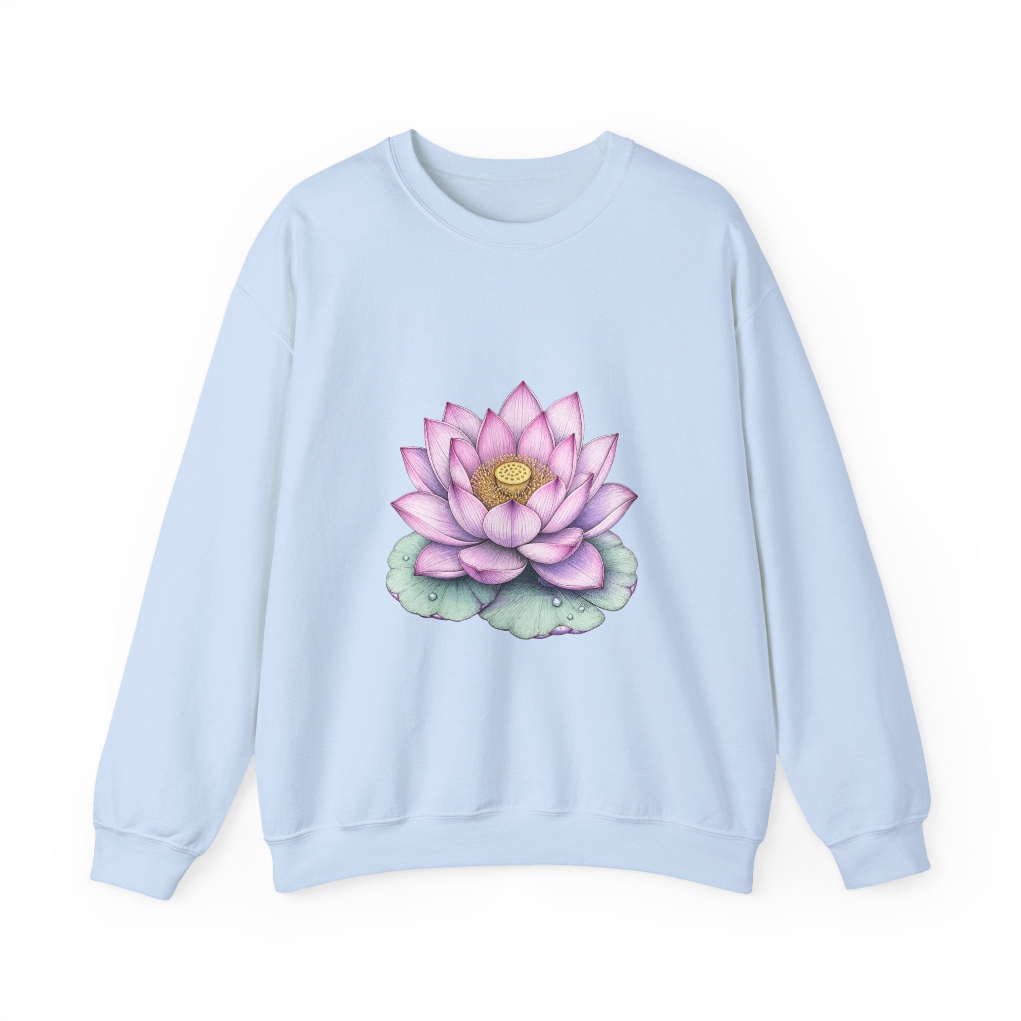 Matching Couple Sweatshirt - Open & Closed Lotus Matching Couple Crewneck Sweatshirt Hand-Drawn Art His Hers Best Friend Gift - Design A