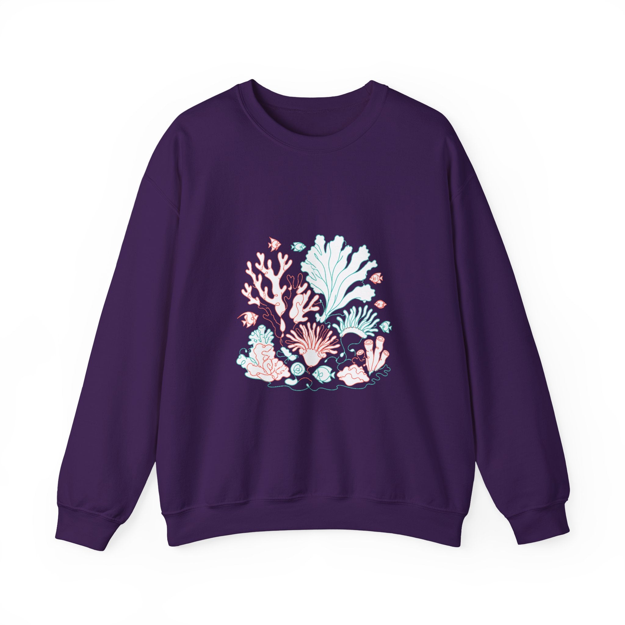 Matching Couple Sweatshirt - Coral Reef & Deep Sea Matching Couple Crewneck Sweatshirt Minimalist Art His Hers Valentine Gift - Design A