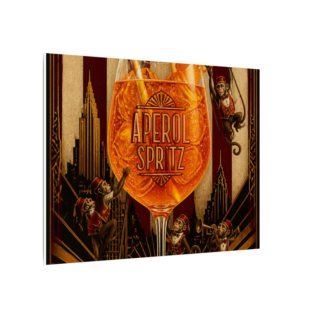 Aperol Spritz Monkeys Wall Art Canvas 24×36 Art Deco Bar Area Decor Maximalist Print