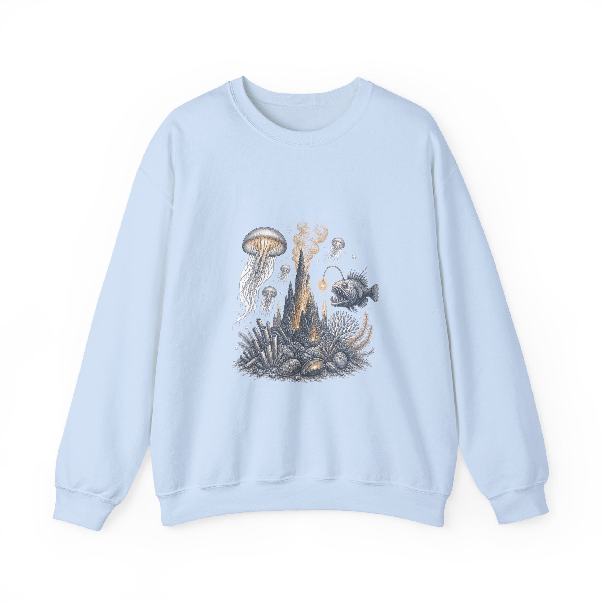 Matching Couple Sweatshirt - Coral Reef & Deep Sea Matching Couple Premium Fleece Sweatshirt Vintage Art His Hers Honeymoon Gift - Design B