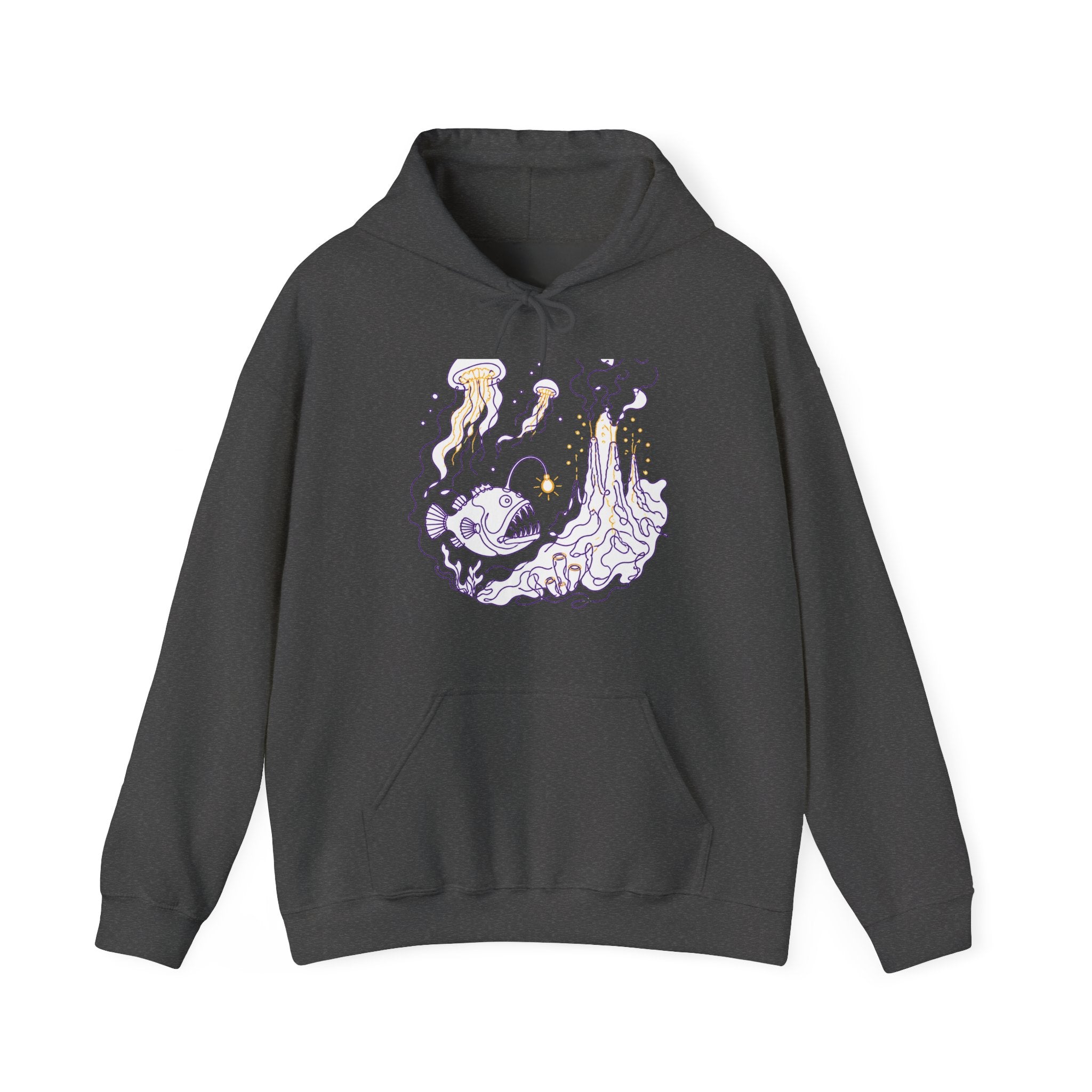 Matching Couple Sweatshirt - Coral Reef & Deep Sea Matching Couple Hooded Sweatshirt Minimalist Art His Hers Valentine Gift - Design B