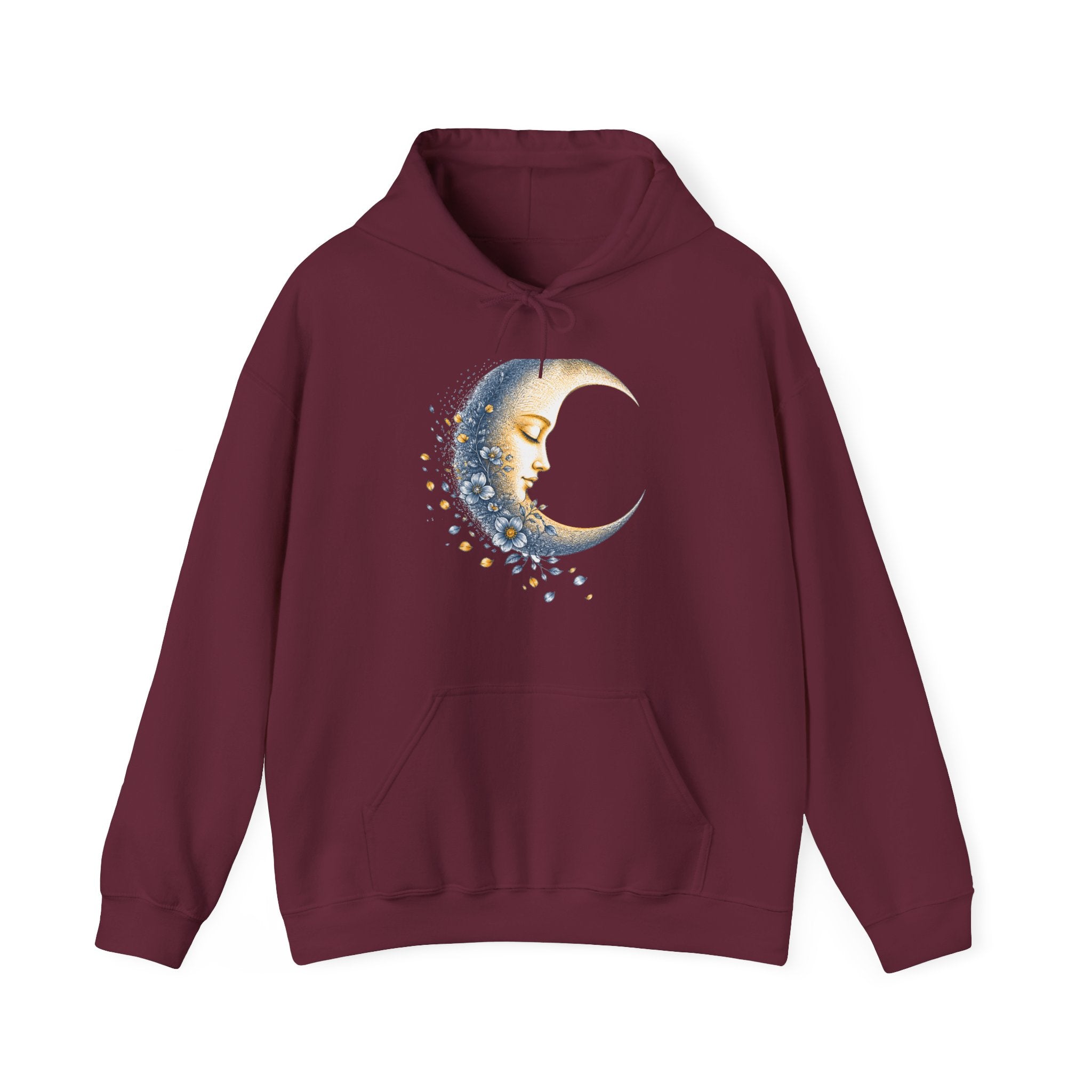 Matching Couple Sweatshirt - Waxing & Waning Moon Matching Couple Hooded Sweatshirt Hand-Drawn Art His Hers Best Friend Gift - Design B