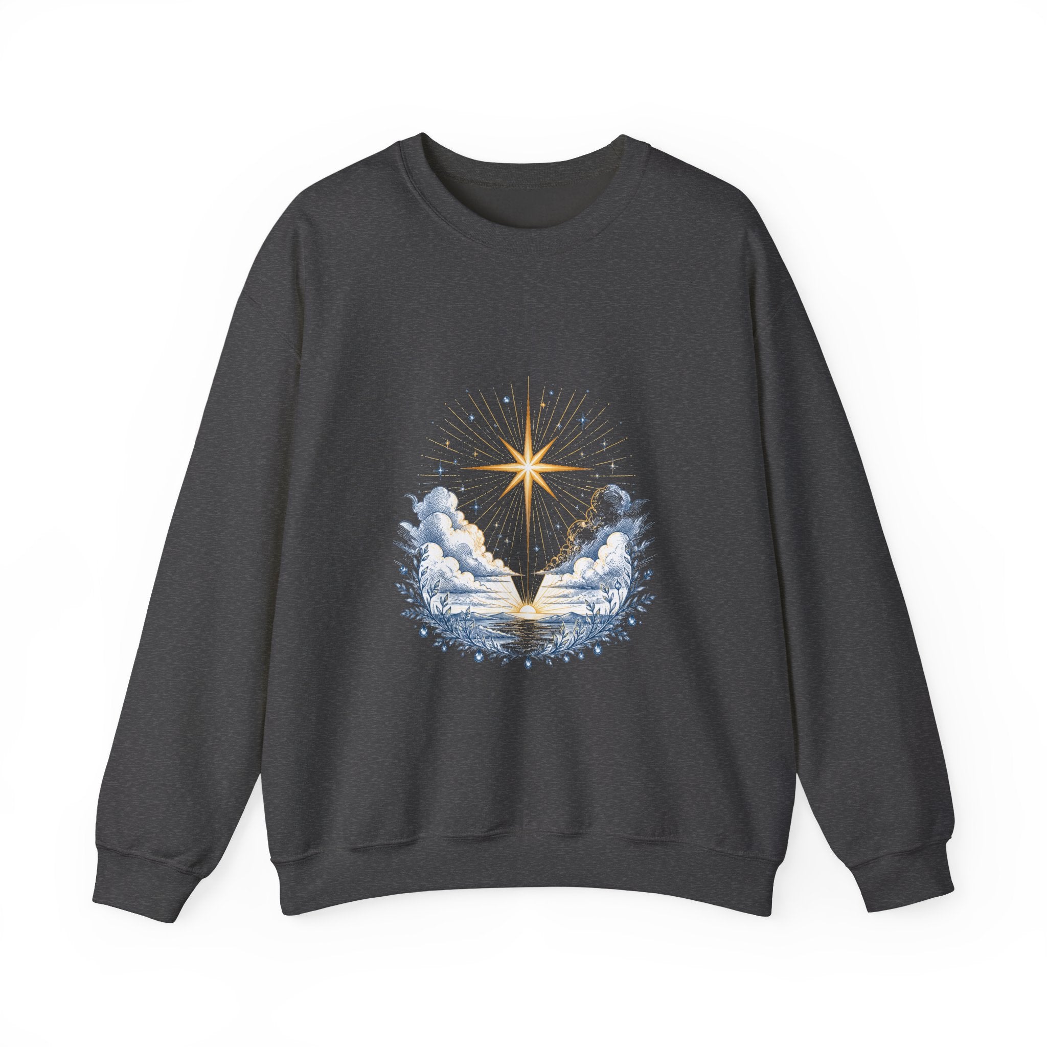 Matching Couple Sweatshirt - Evening & Morning Star Matching Couple Premium Fleece Sweatshirt Hand-Drawn Art His Hers Anniversary Gift - Design B