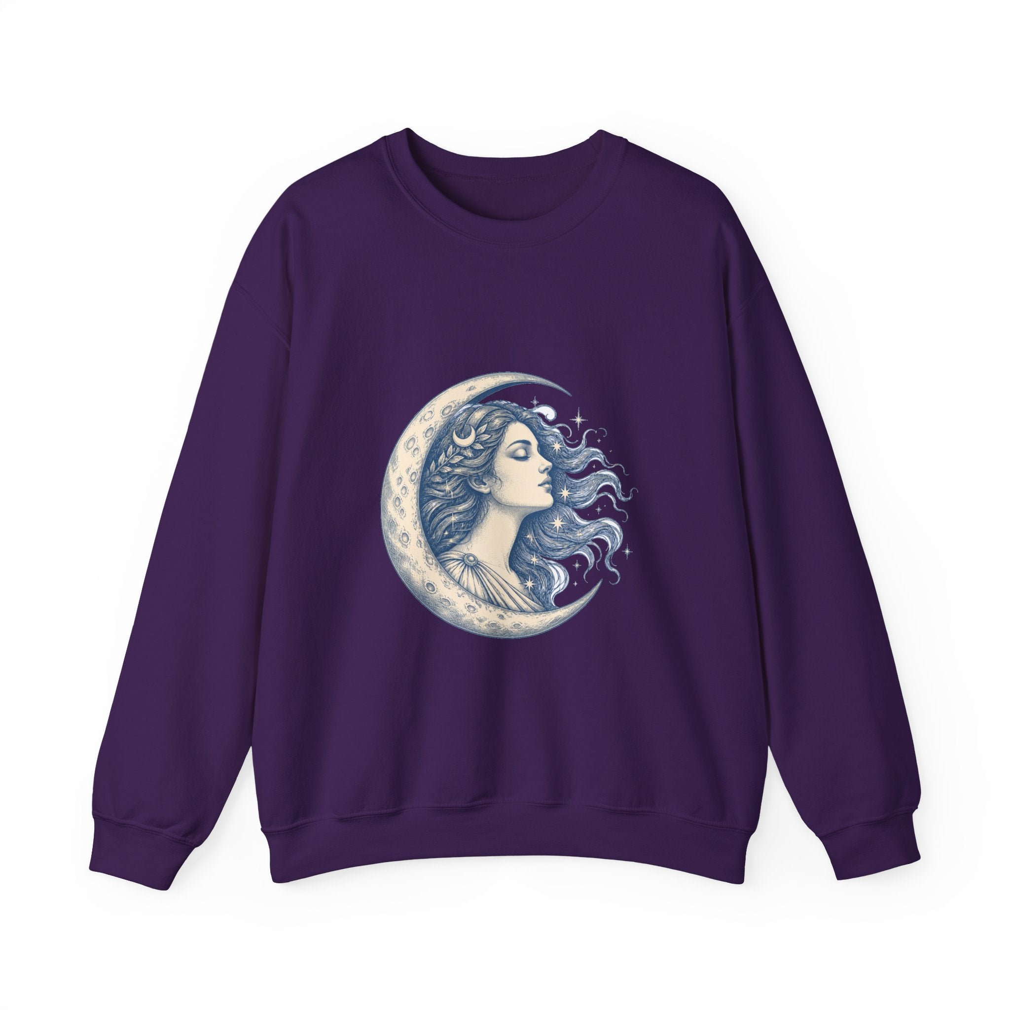Matching Couple Sweatshirt - Helios & Selene Matching Couple Premium Fleece Sweatshirt Hand-Drawn Art His Hers Anniversary Gift - Design B