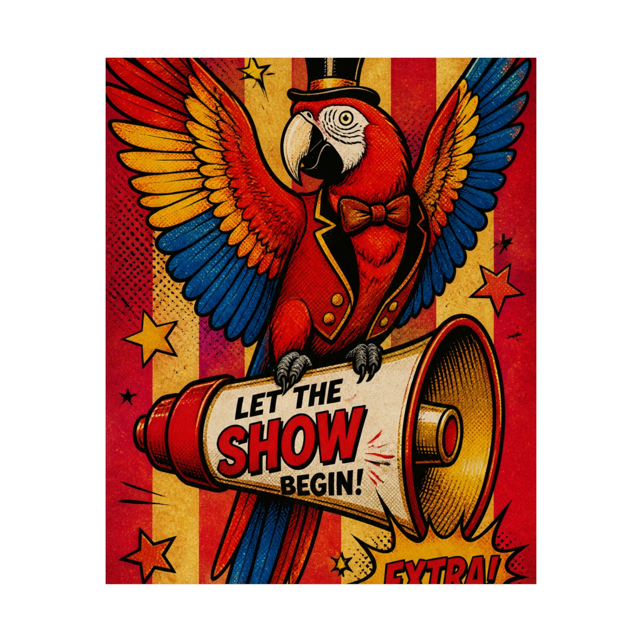 Parrot Ringmaster Wall Art Poster 24×36 Pop Art Restaurant Decor Maximalist Print