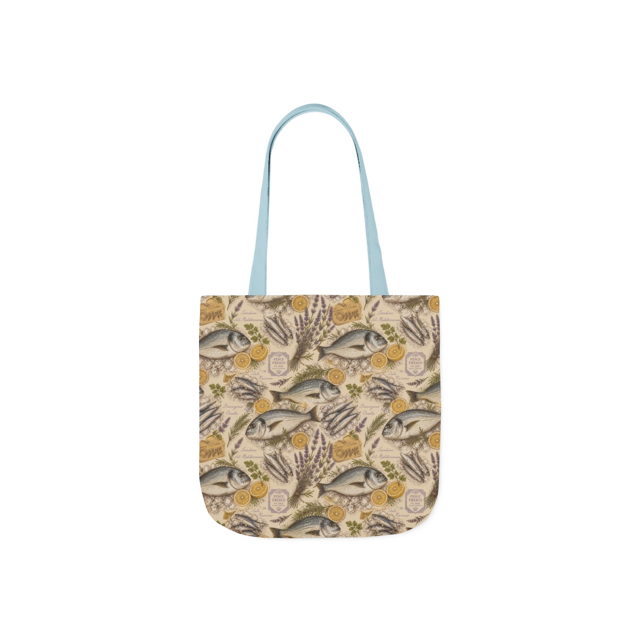 Mediterranean Fish Canvas Tote Bag Mediterranean Kitchen Botanical Design Italian Cottagecore Gift