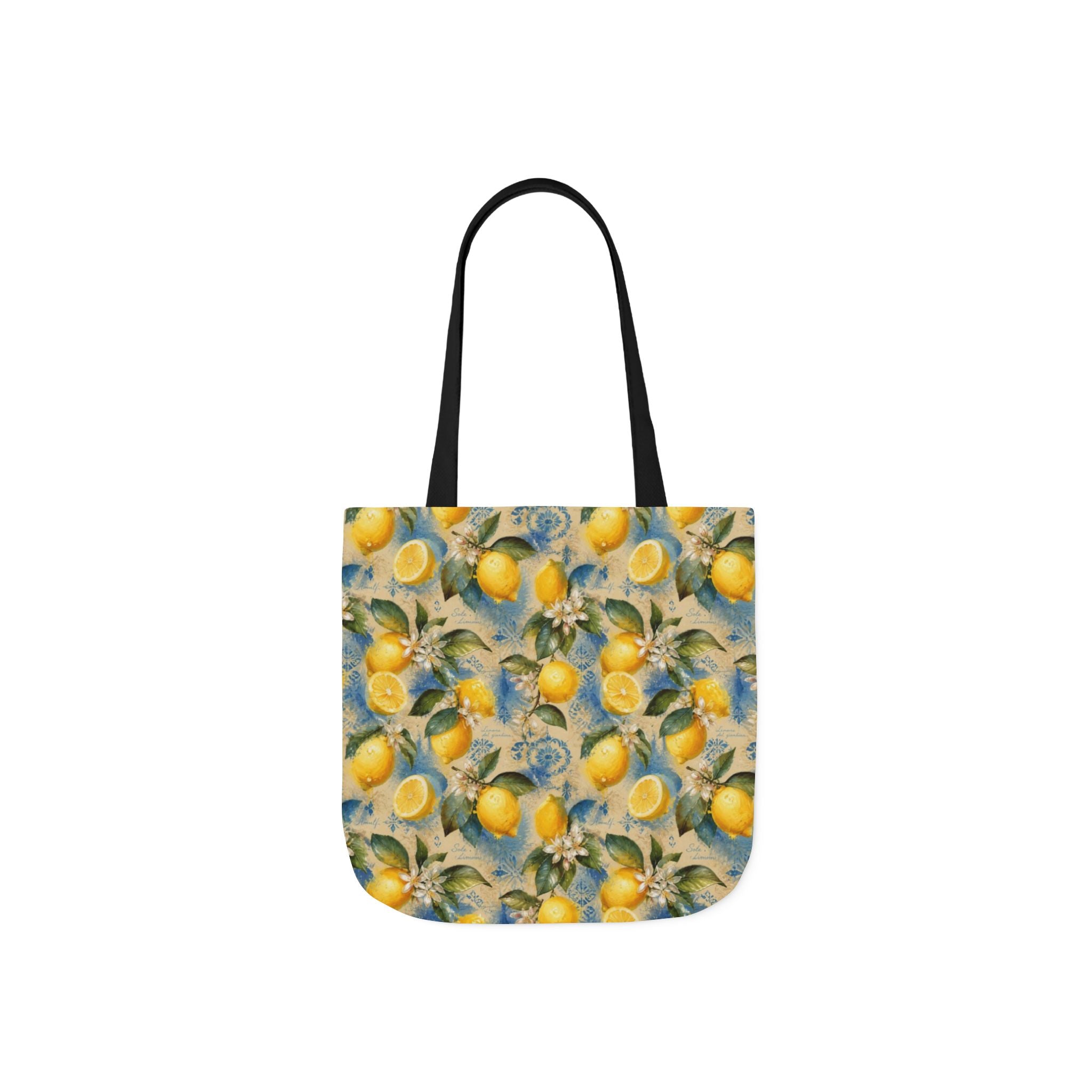 Meyer Lemons Canvas Tote Bag Mediterranean Kitchen Watercolor Splash Design Italian Cottagecore Gift