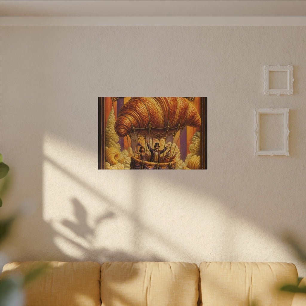 Croissant Hot Air Balloon Wall Art Canvas 16×20 Baroque Home Office Decor Maximalist Print