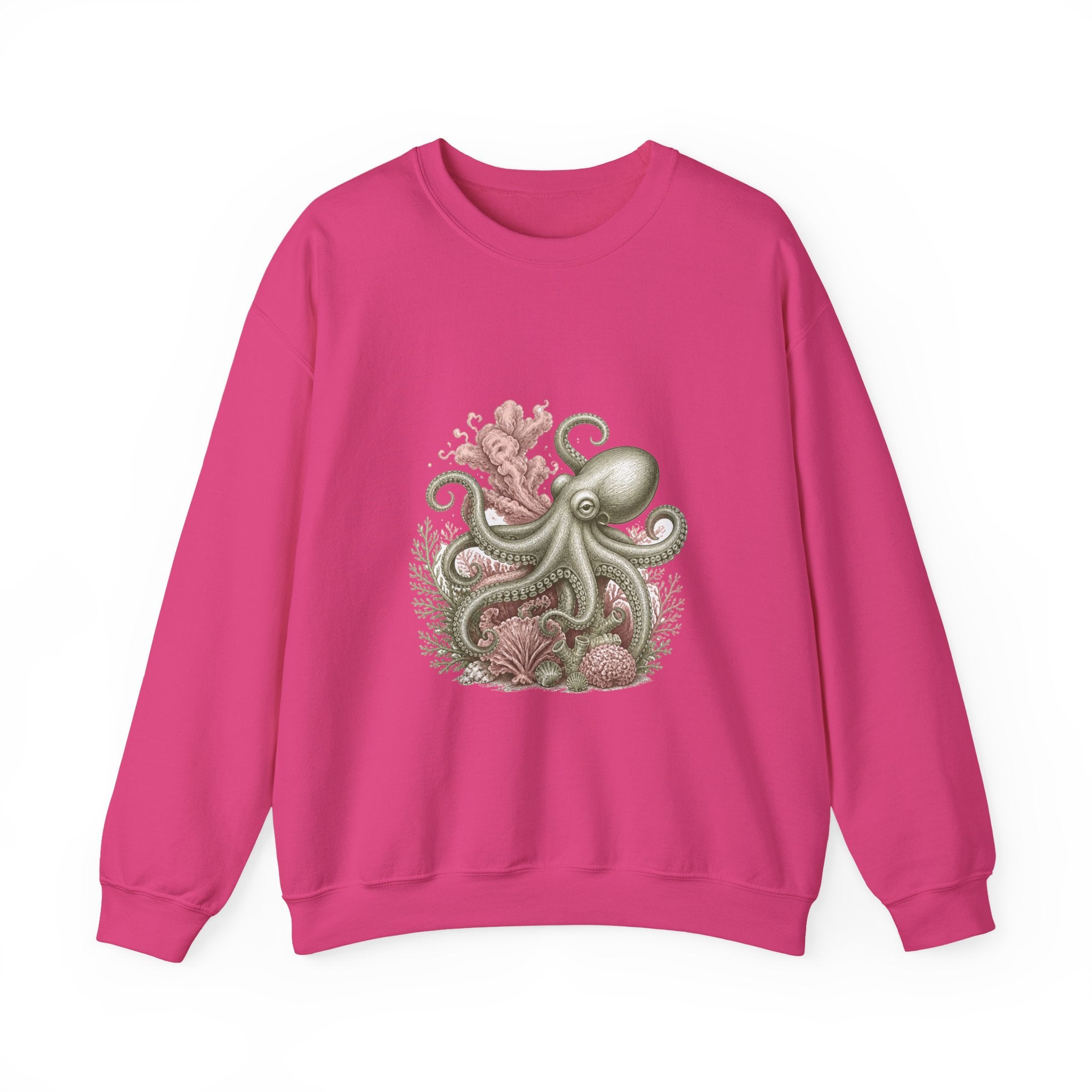 Matching Couple Sweatshirt - Octopus & Jellyfish Matching Couple Premium Fleece Sweatshirt Vintage Art His Hers Honeymoon Gift - Design A