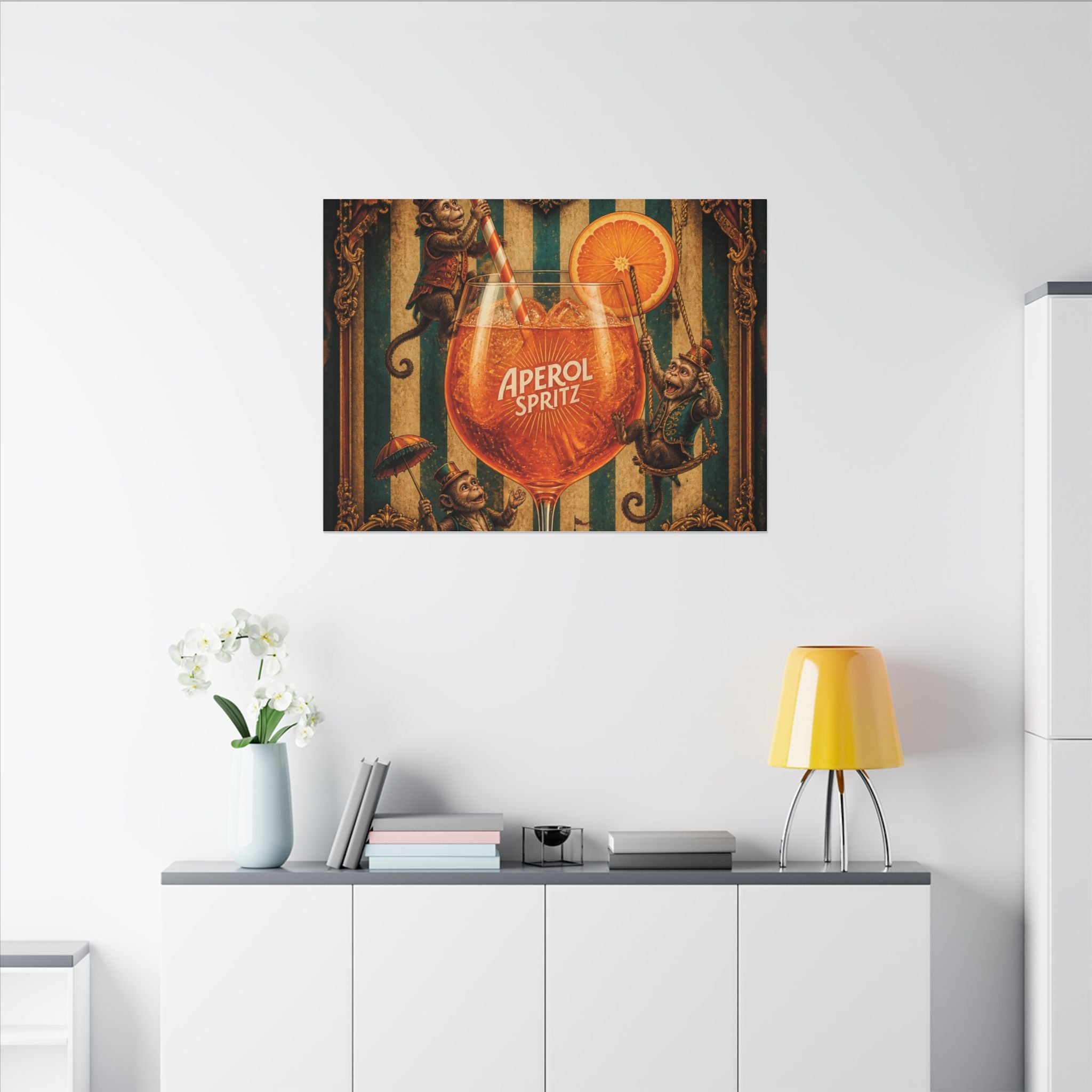 Aperol Spritz Monkeys Wall Art Canvas 16×20 Baroque Home Office Decor Maximalist Print