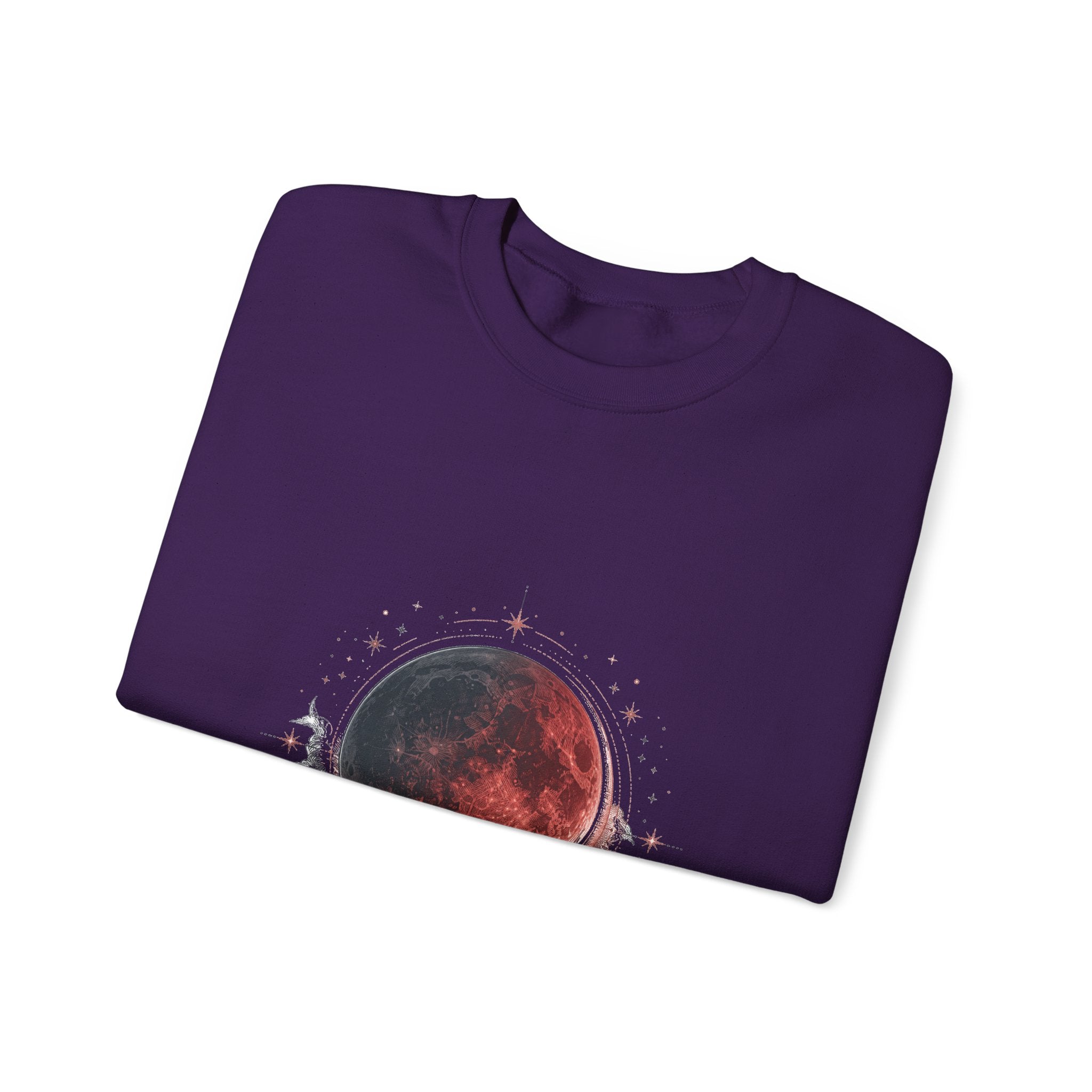 Matching Couple Sweatshirt - Solar & Lunar Eclipse Matching Couple Comfort Colors Crew Hand-Drawn Art His Hers Anniversary Gift - Design B
