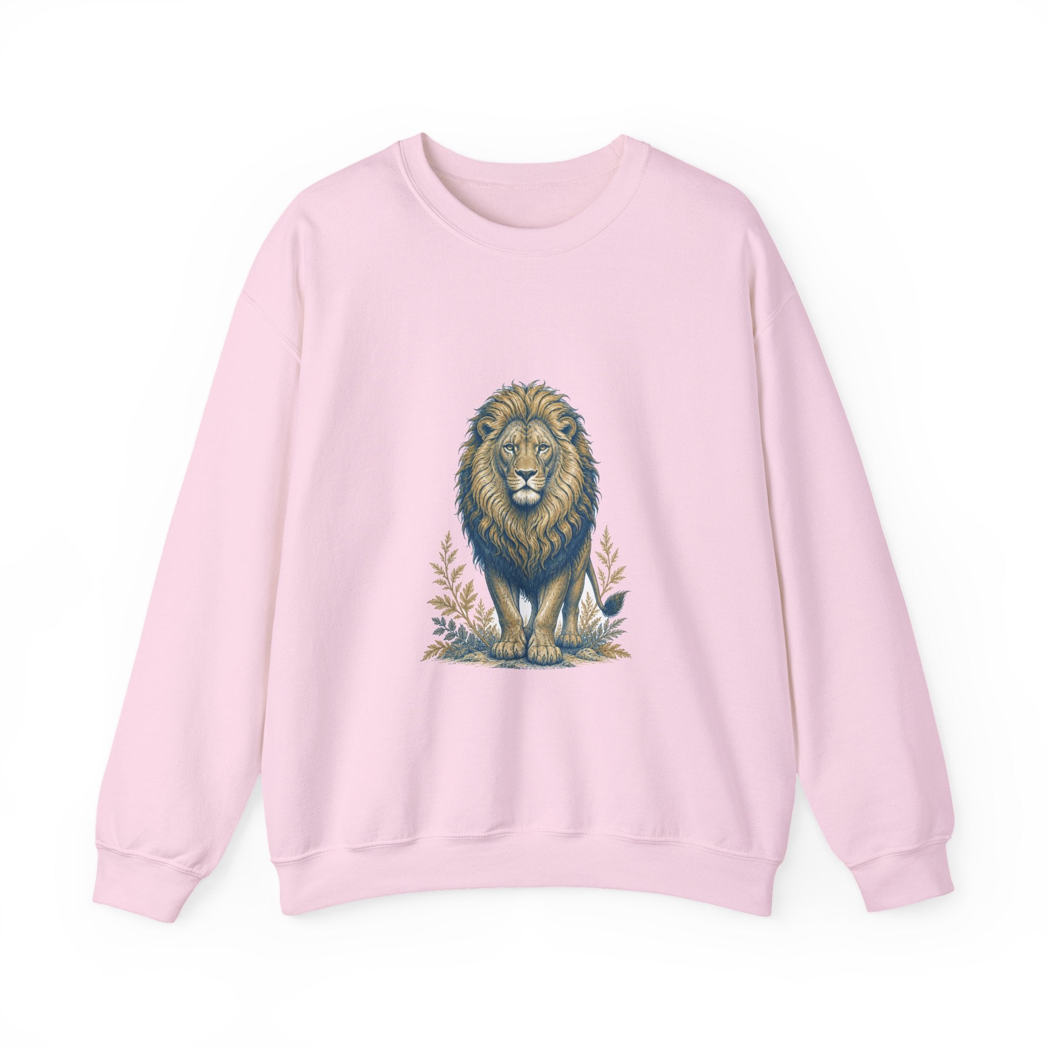 Matching Couple Sweatshirt - Lion & Lamb Matching Couple Premium Fleece Sweatshirt Vintage Art His Hers Honeymoon Gift - Design A