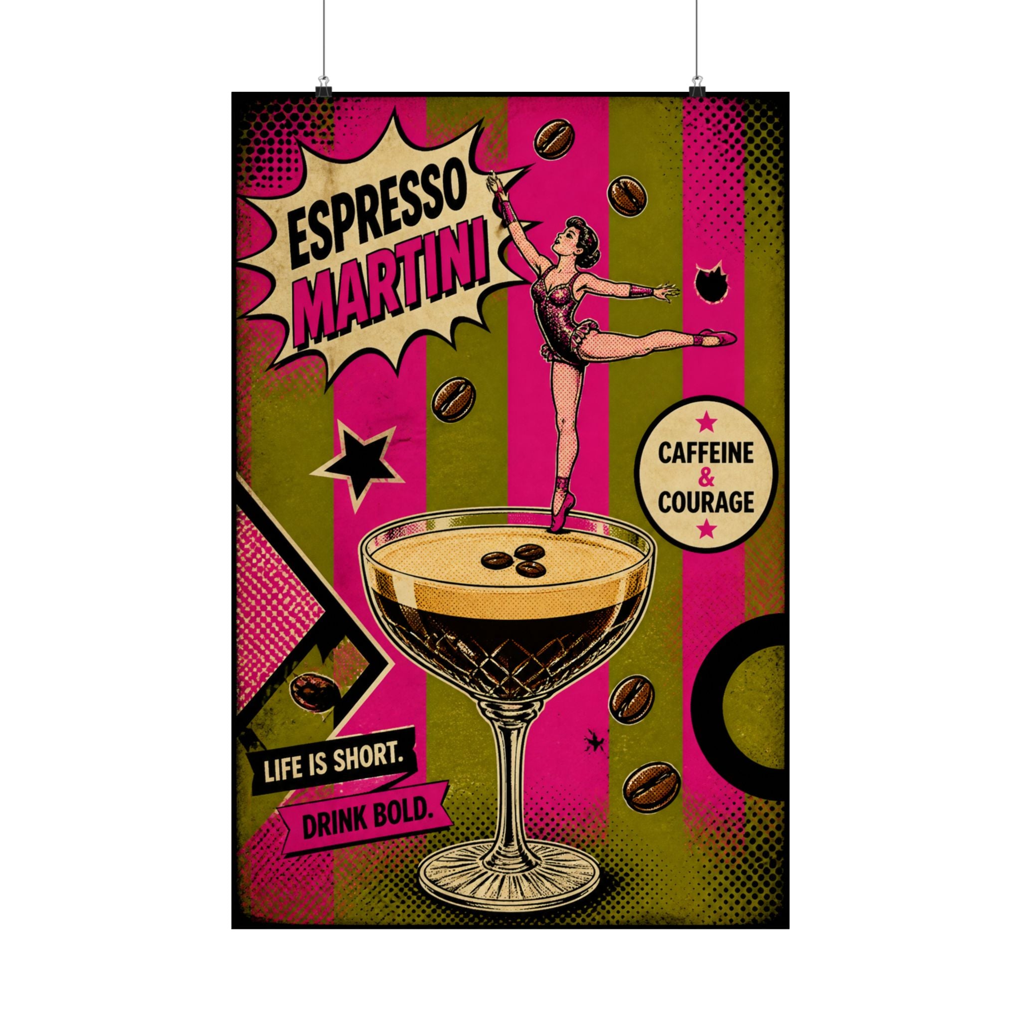 Espresso Martini Acrobat Wall Art Poster 24×36 Pop Art Restaurant Decor Maximalist Print