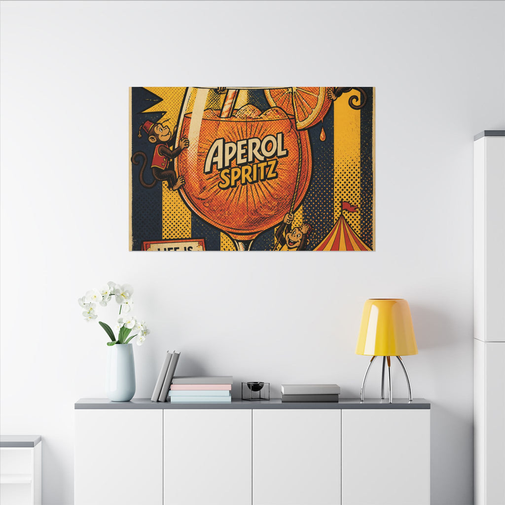 Aperol Spritz Monkeys Wall Art Canvas 24×36 Pop Art Restaurant Decor Maximalist Print