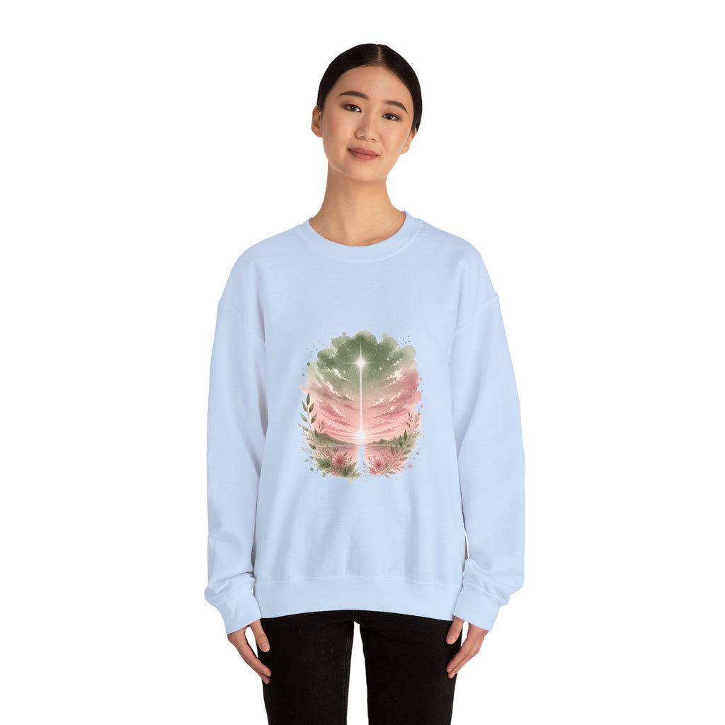 Matching Couple Sweatshirt - Evening & Morning Star Matching Couple Comfort Colors Crew Watercolor Art His Hers Birthday Gift - Design A