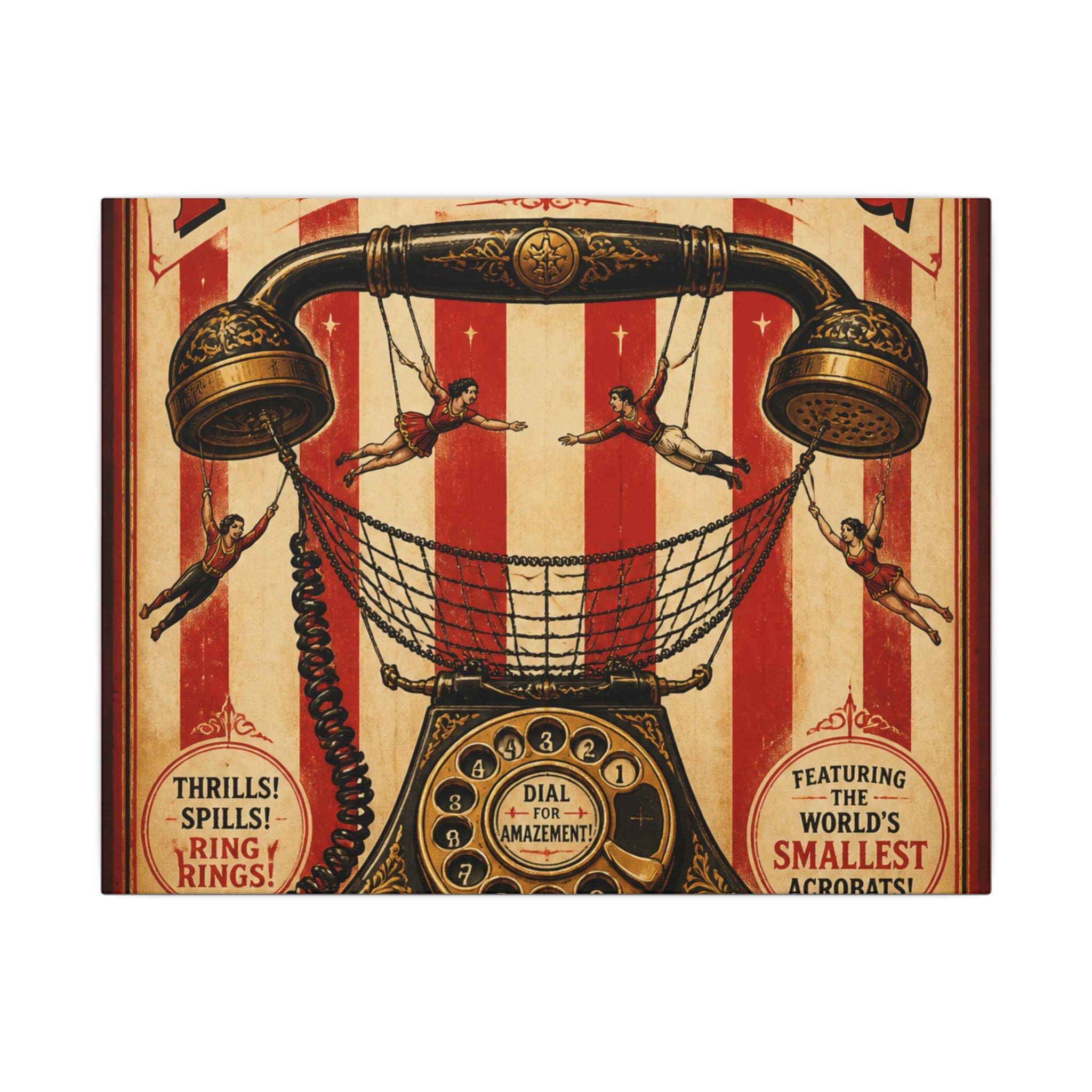 Vintage Telephone Booth Wall Art Canvas 16×20 Vintage Circus Kitchen Decor Maximalist Print