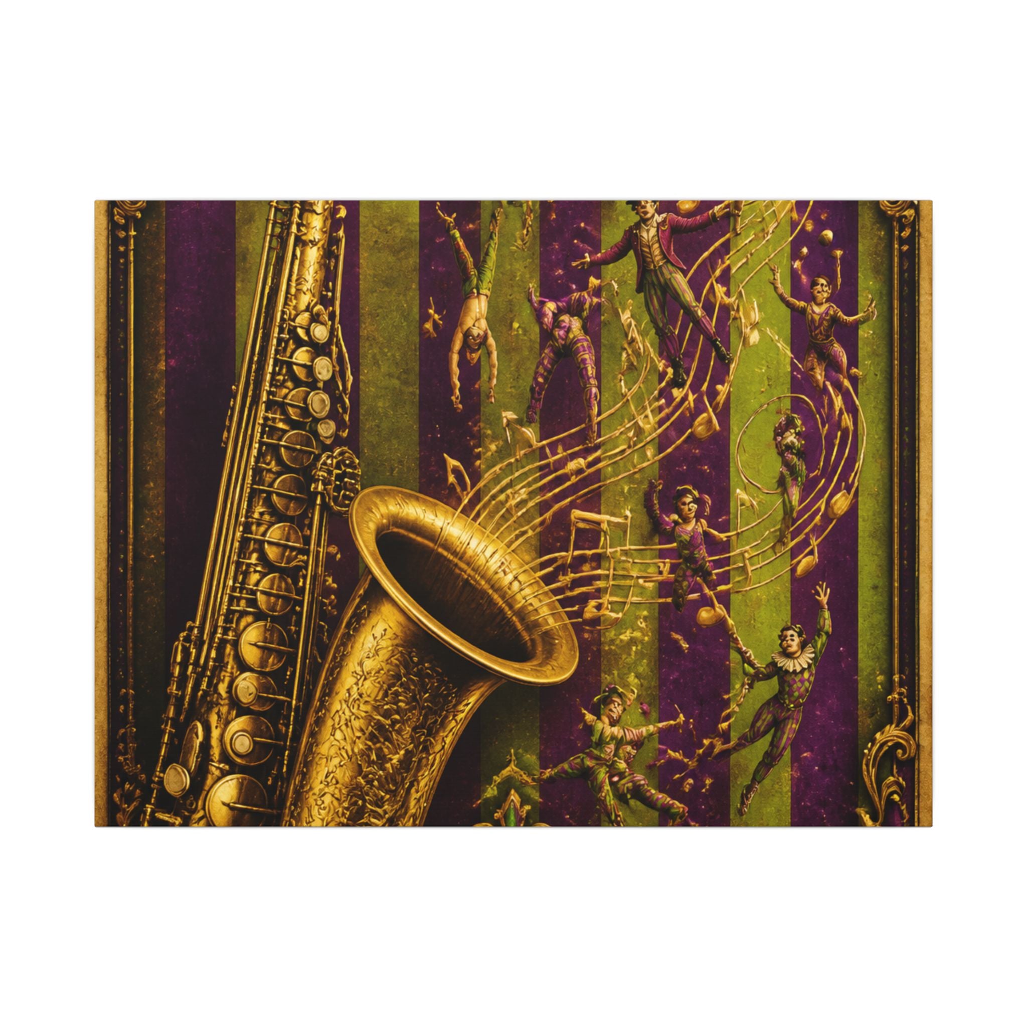 Saxophone Music Circus Wall Art Canvas 24×36 Baroque Studio Decor Maximalist Print
