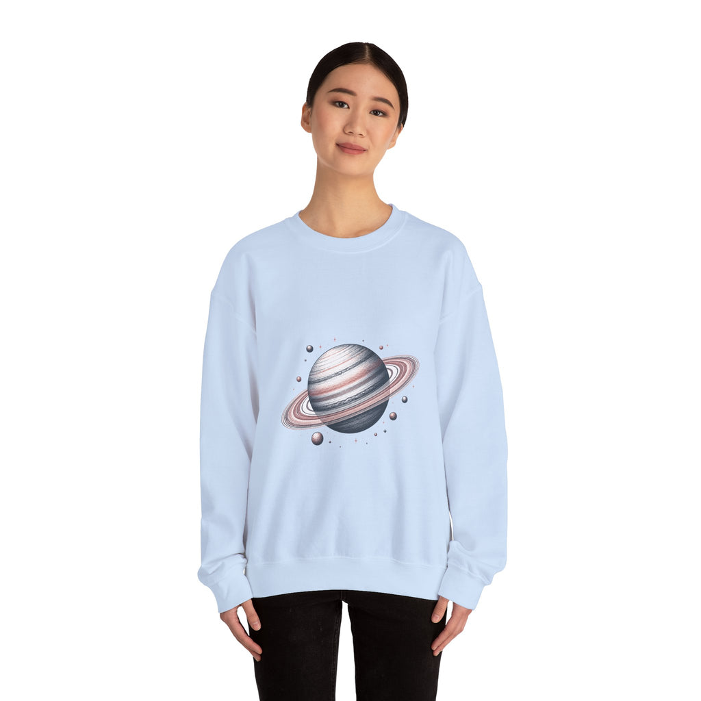 Matching Couple Sweatshirt - Saturn & Jupiter Matching Couple Crewneck Sweatshirt Hand-Drawn Art His Hers Best Friend Gift - Design A