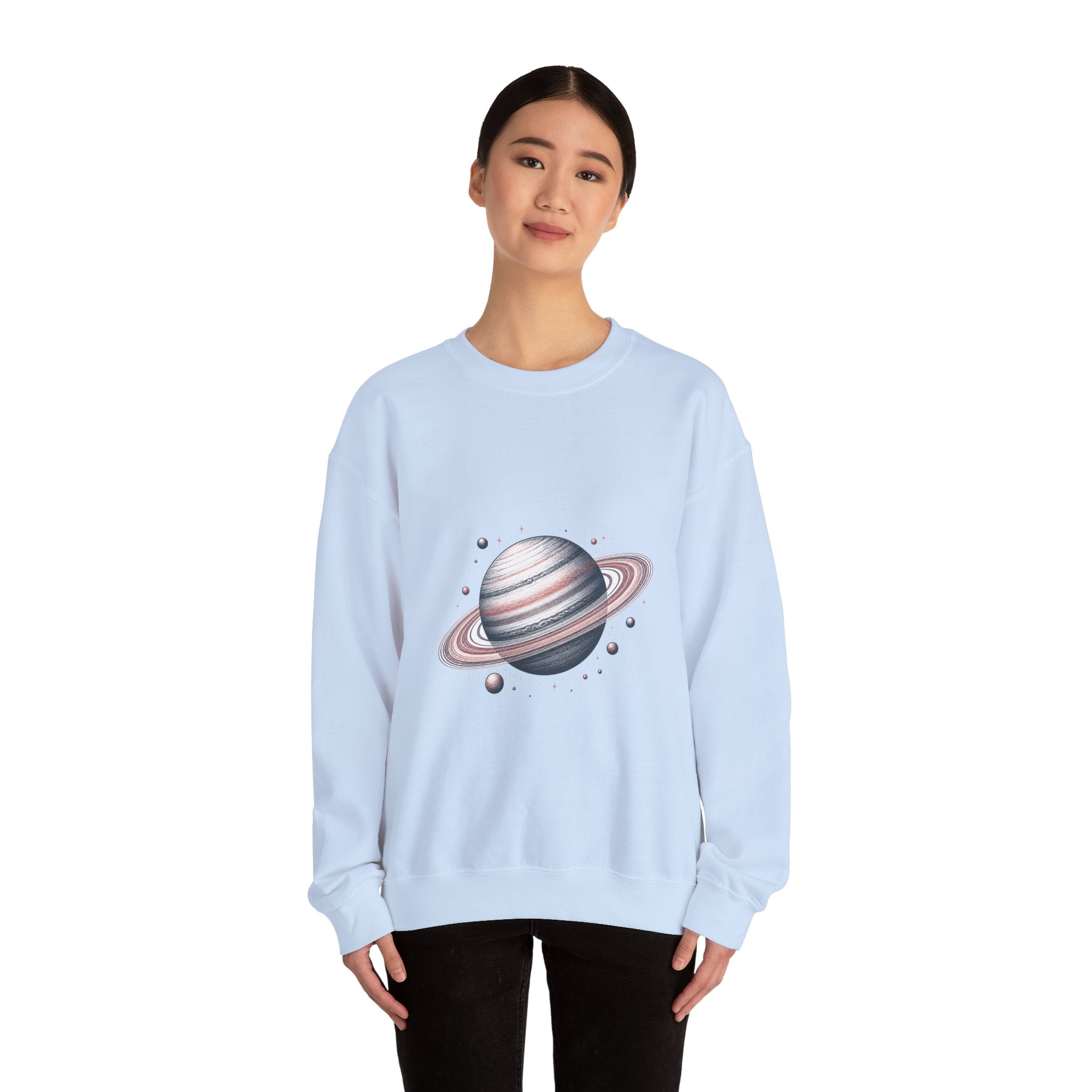 Matching Couple Sweatshirt - Saturn & Jupiter Matching Couple Crewneck Sweatshirt Hand-Drawn Art His Hers Best Friend Gift - Design A