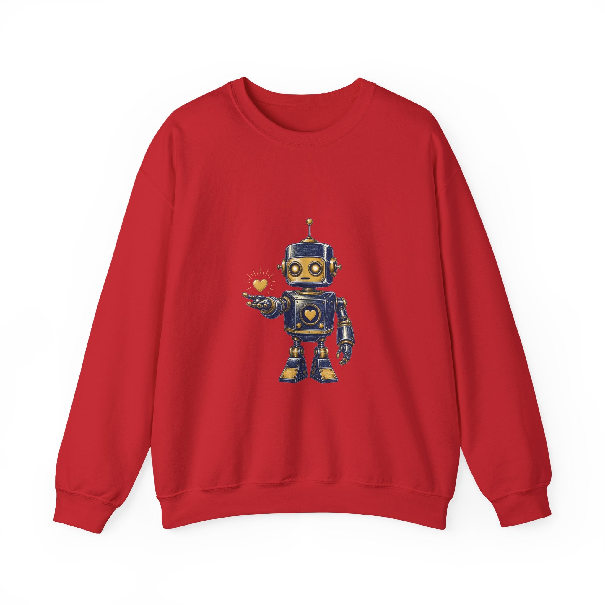 Matching Couple Sweatshirt - Robot & Heart Matching Couple Comfort Colors Crew Hand-Drawn Art His Hers Anniversary Gift - Design A