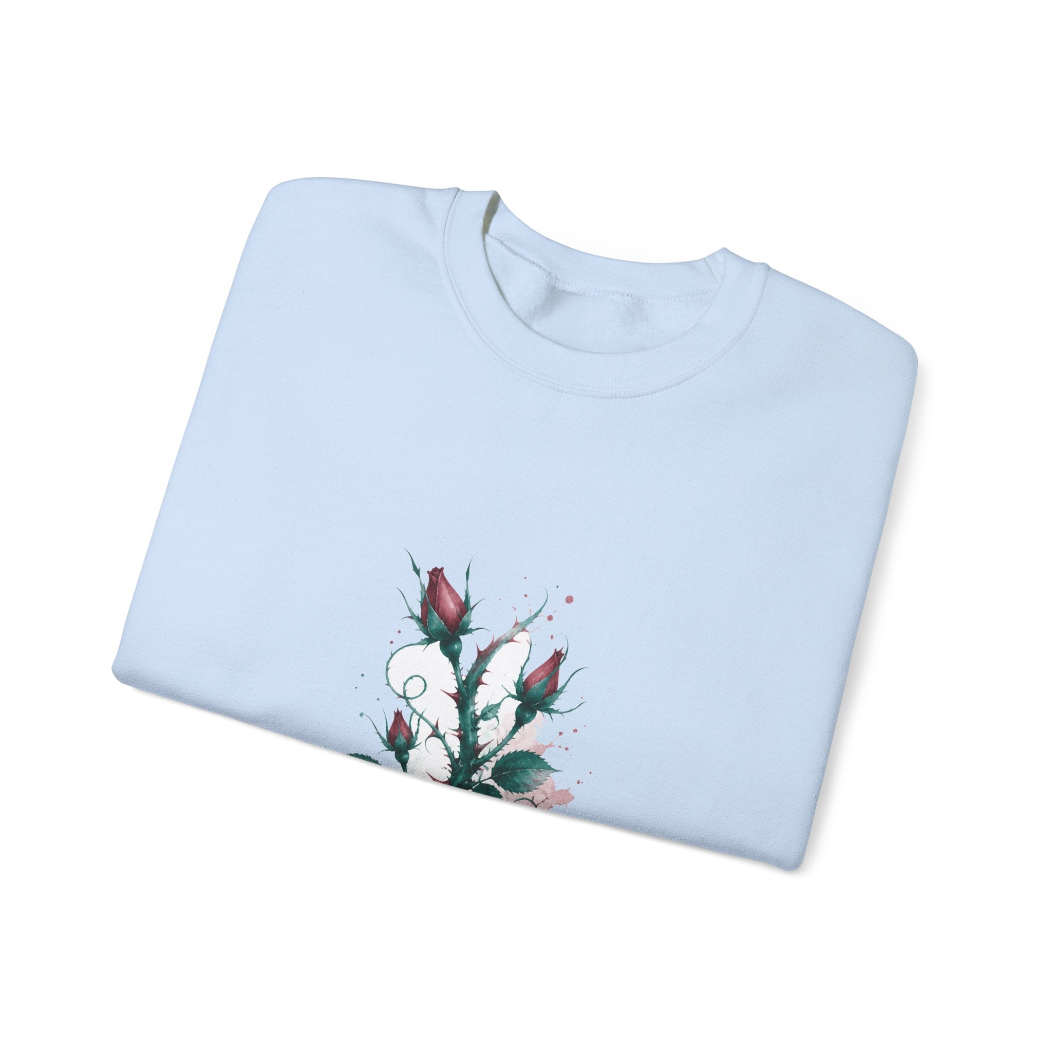 Matching Couple Sweatshirt - Rose & Thorn Matching Couple Crewneck Sweatshirt Watercolor Art His Hers Engagement Gift - Design B