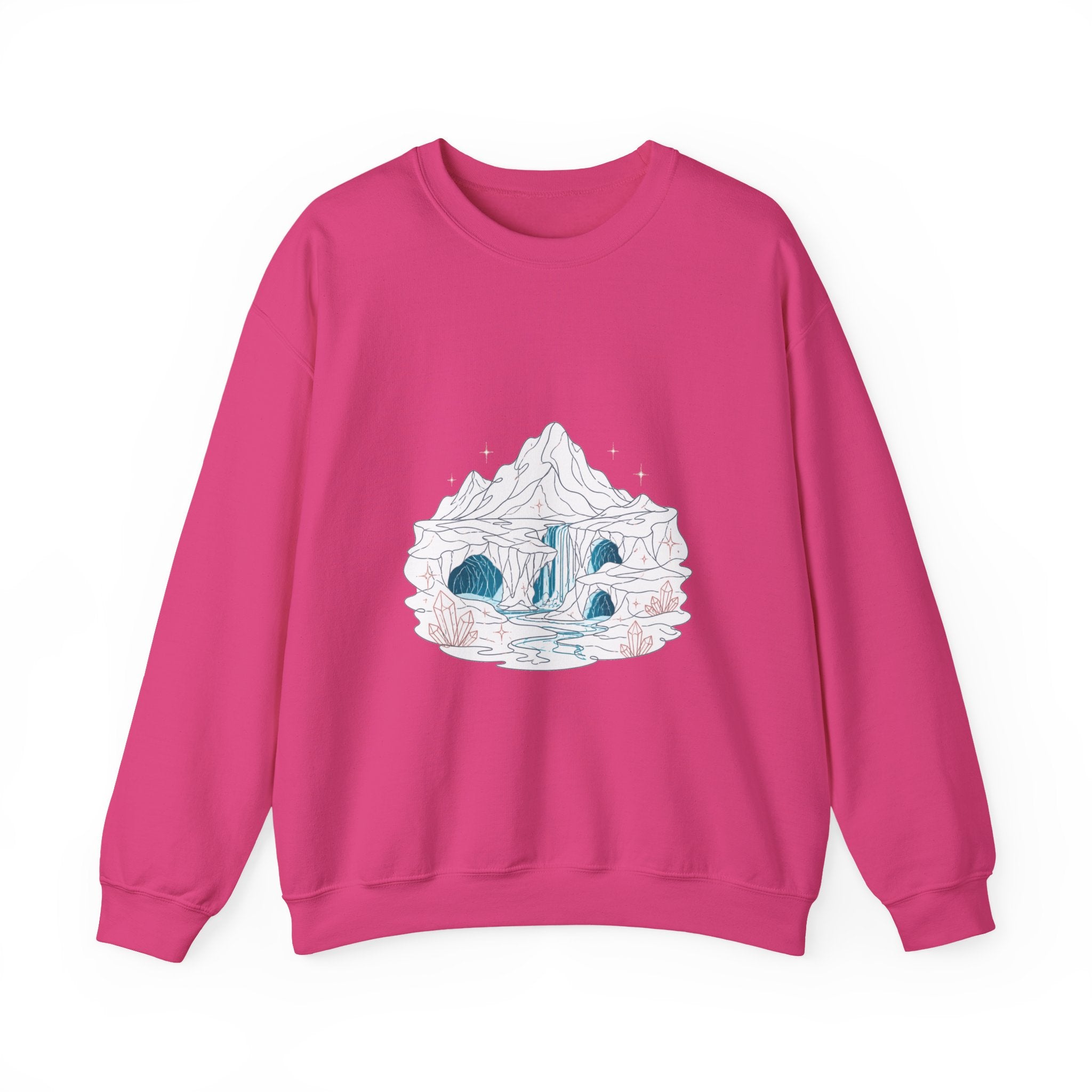 Matching Couple Sweatshirt - Volcano & Glacier Matching Couple Premium Fleece Sweatshirt Minimalist Art His Hers Christmas Gift - Design B