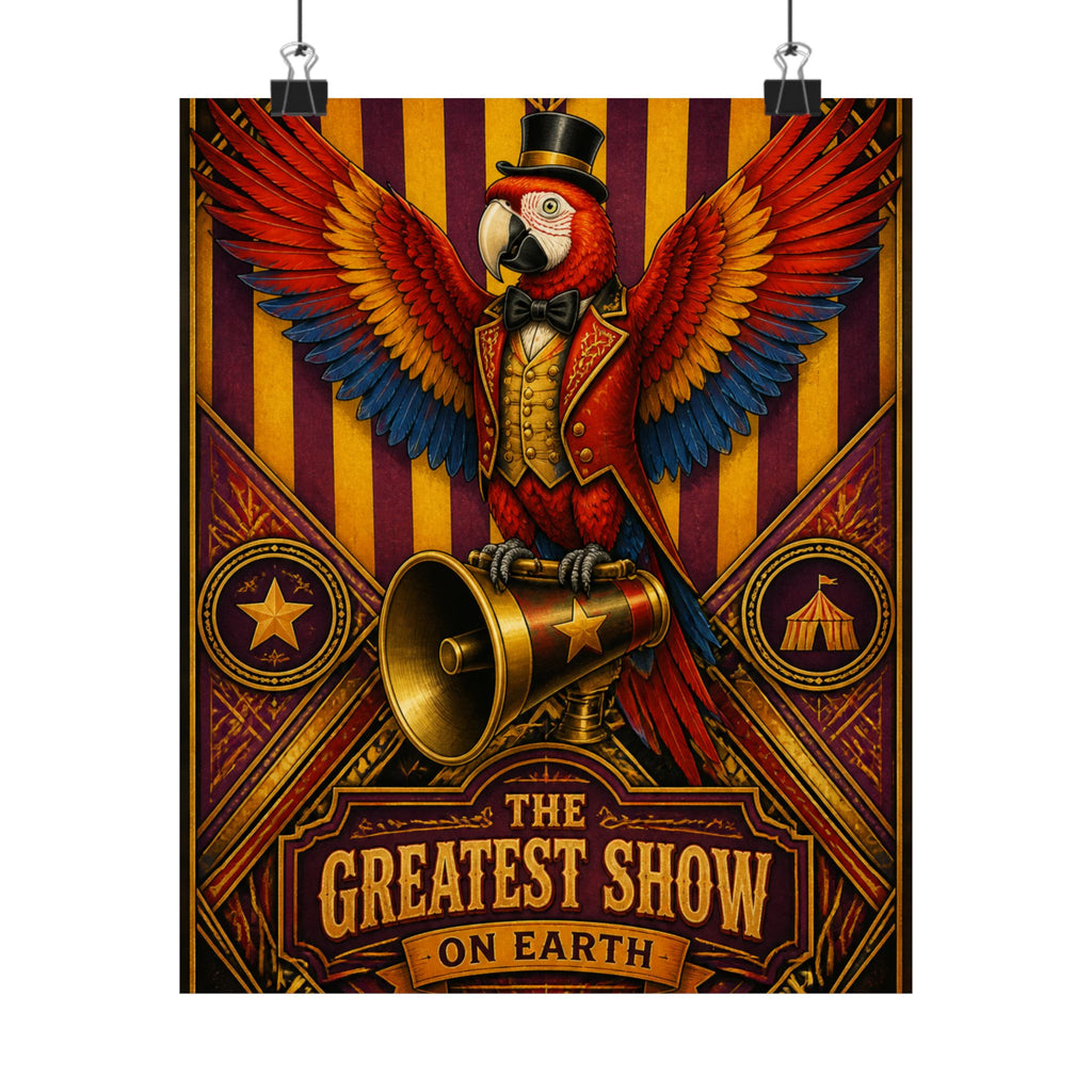 Parrot Ringmaster Wall Art Poster 24×36 Art Deco Bar Area Decor Maximalist Print