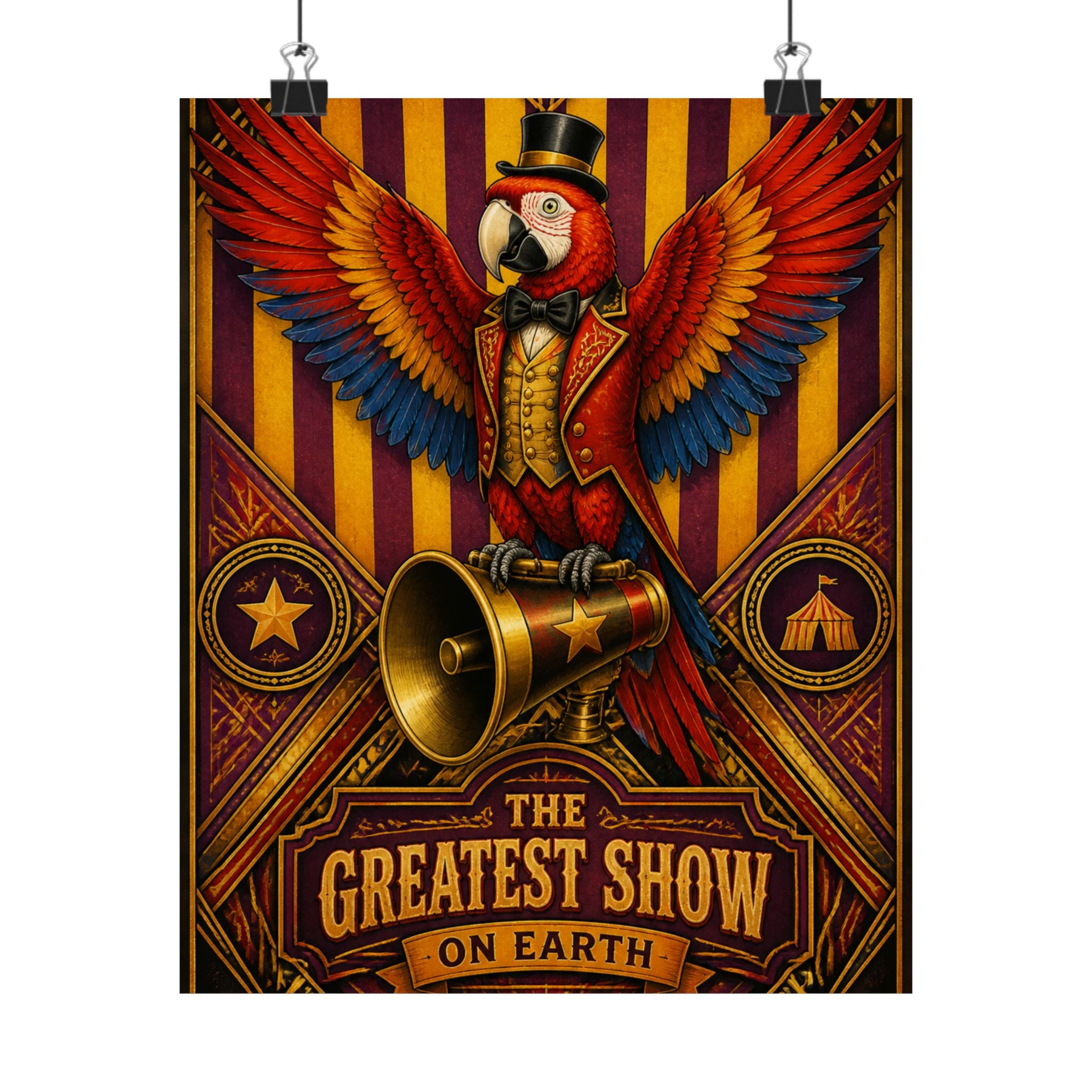 Parrot Ringmaster Wall Art Poster 24×36 Art Deco Bar Area Decor Maximalist Print