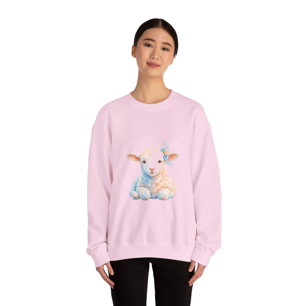 Matching Couple Sweatshirt - Lion & Lamb Matching Couple Premium Fleece Sweatshirt Geometric Art His Hers Love Gift - Design B