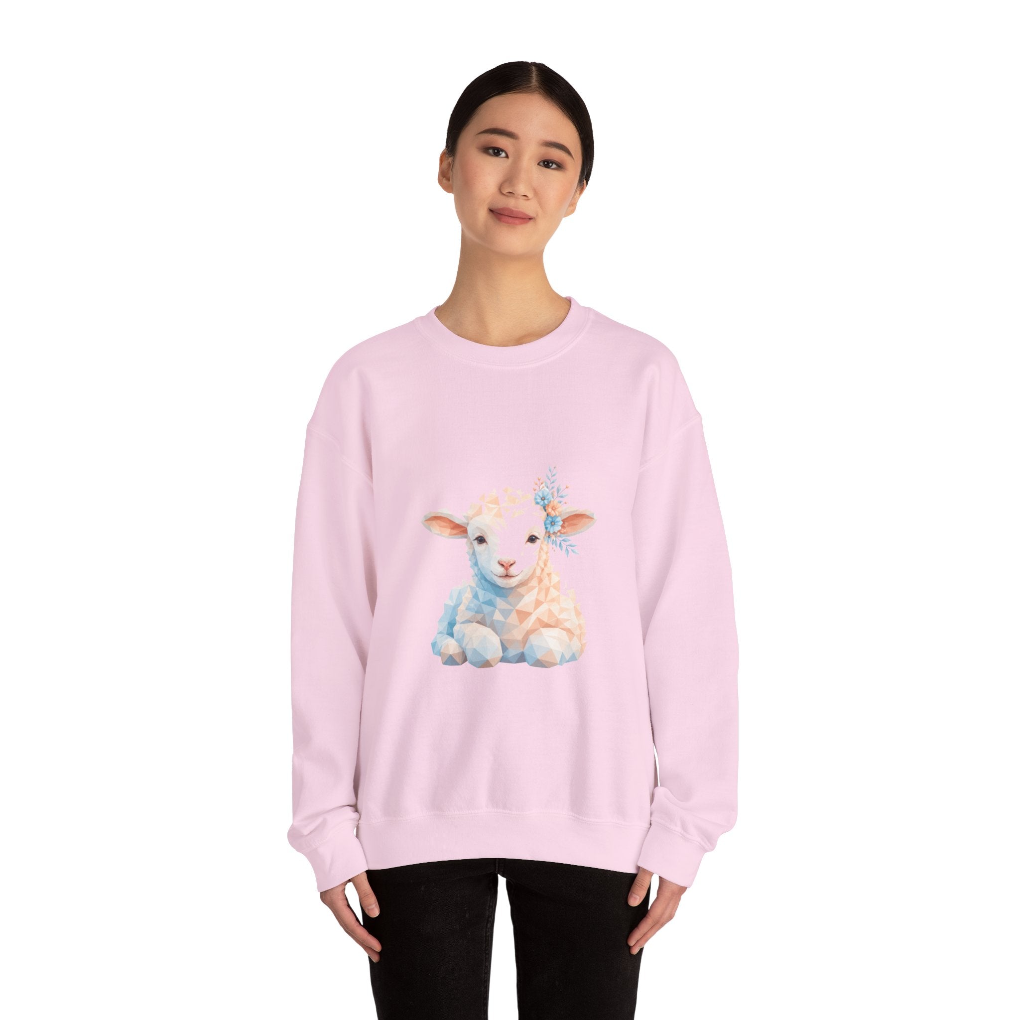 Matching Couple Sweatshirt - Lion & Lamb Matching Couple Premium Fleece Sweatshirt Geometric Art His Hers Love Gift - Design B