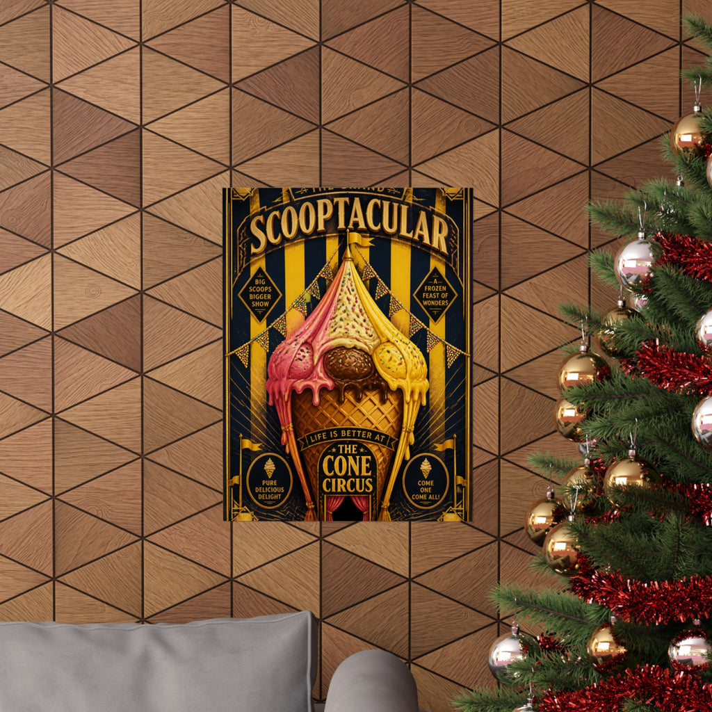 Ice Cream Cone Circus Tent Wall Art Poster 18×24 Art Deco Entryway Decor Maximalist Print