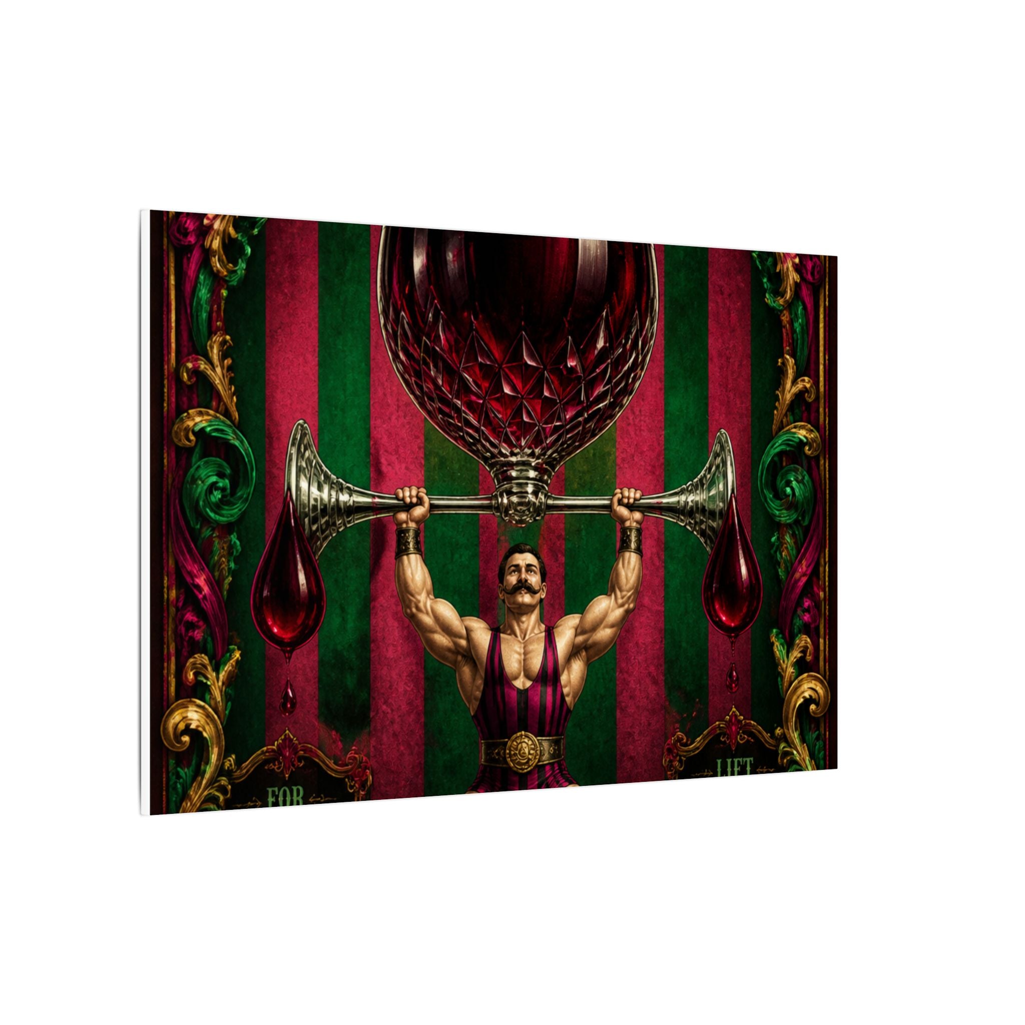 Wine Glass Strongman Wall Art Canvas 16×20 Baroque Home Office Decor Maximalist Print