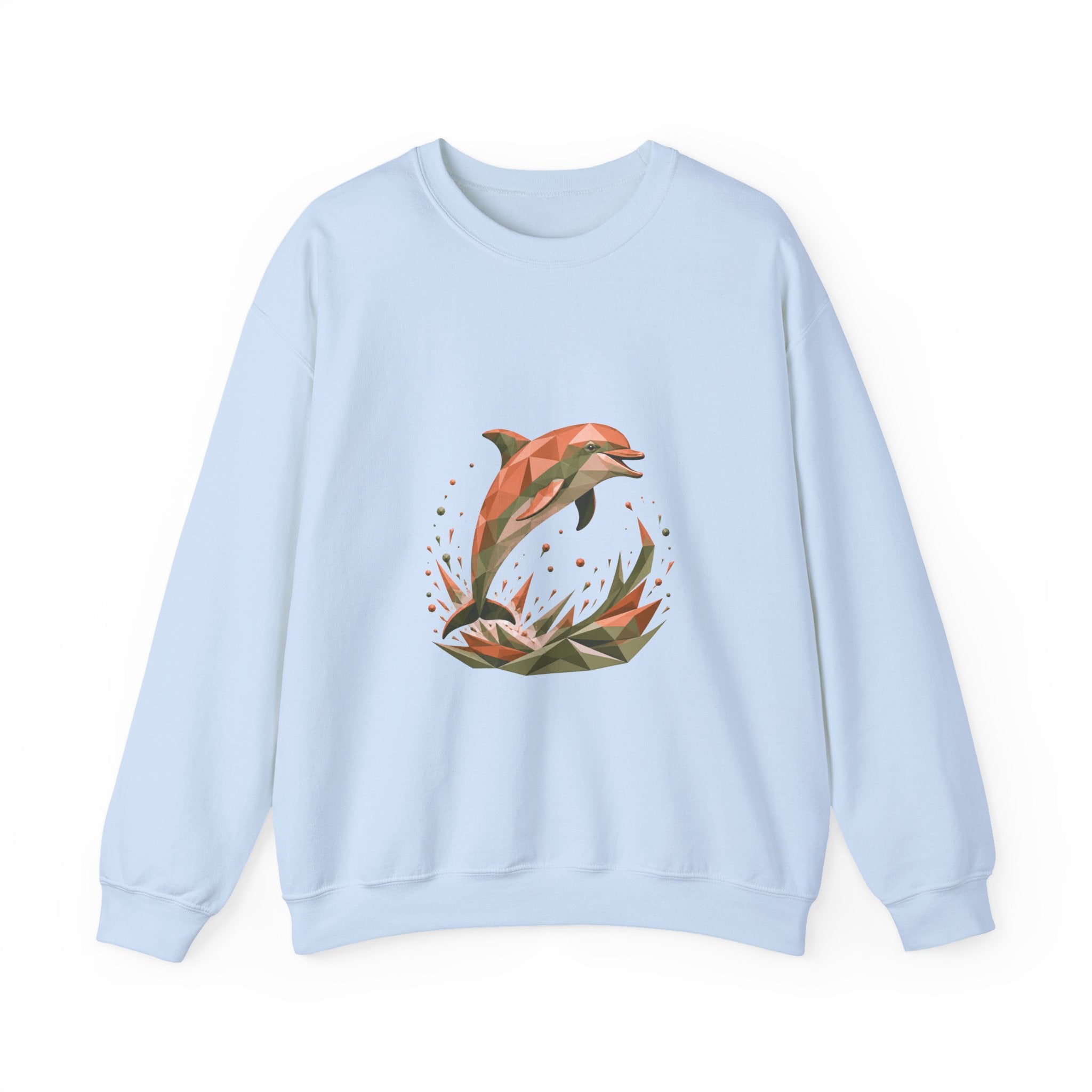 Matching Couple Sweatshirt - Shark & Dolphin Matching Couple Crewneck Sweatshirt Geometric Art His Hers Couple Gift - Design B