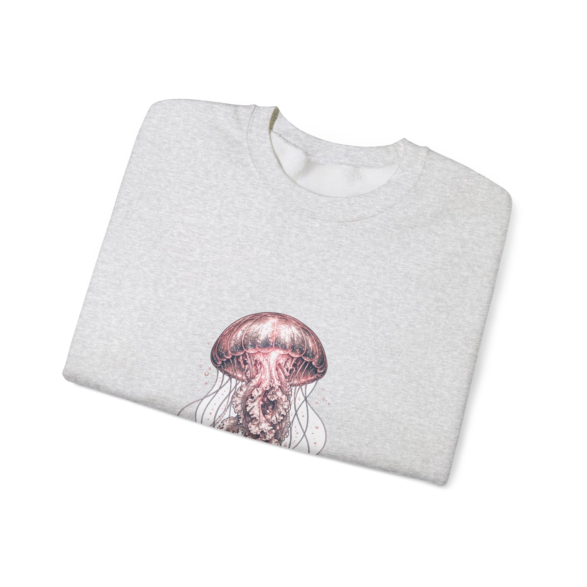 Matching Couple Sweatshirt - Octopus & Jellyfish Matching Couple Crewneck Sweatshirt Hand-Drawn Art His Hers Best Friend Gift - Design B