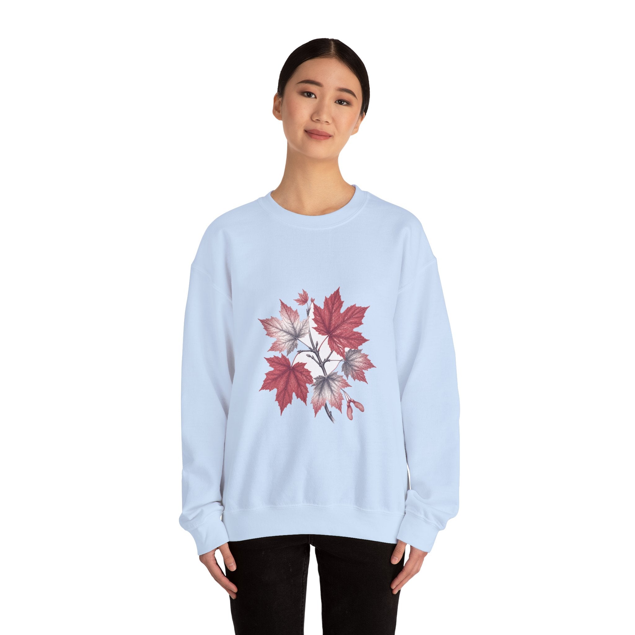 Matching Couple Sweatshirt - Cherry Blossom & Maple Leaf Matching Couple Crewneck Sweatshirt Vintage Art His Hers Wedding Gift - Design B