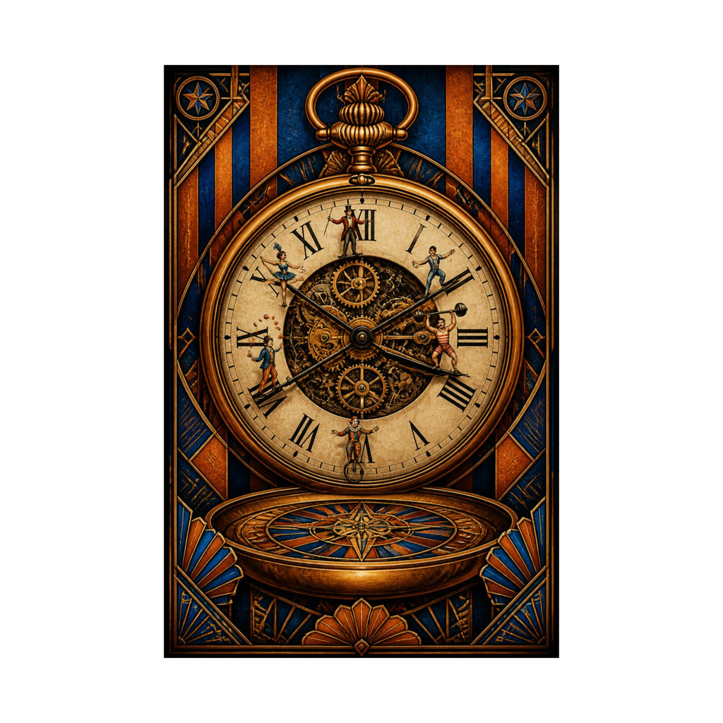 Pocket Watch Performers Wall Art Poster 18×24 Art Deco Entryway Decor Maximalist Print