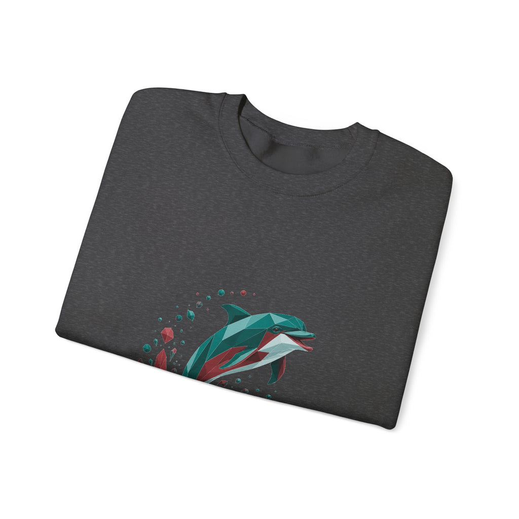 Matching Couple Sweatshirt - Shark & Dolphin Matching Couple Comfort Colors Crew Geometric Art His Hers Love Gift - Design B