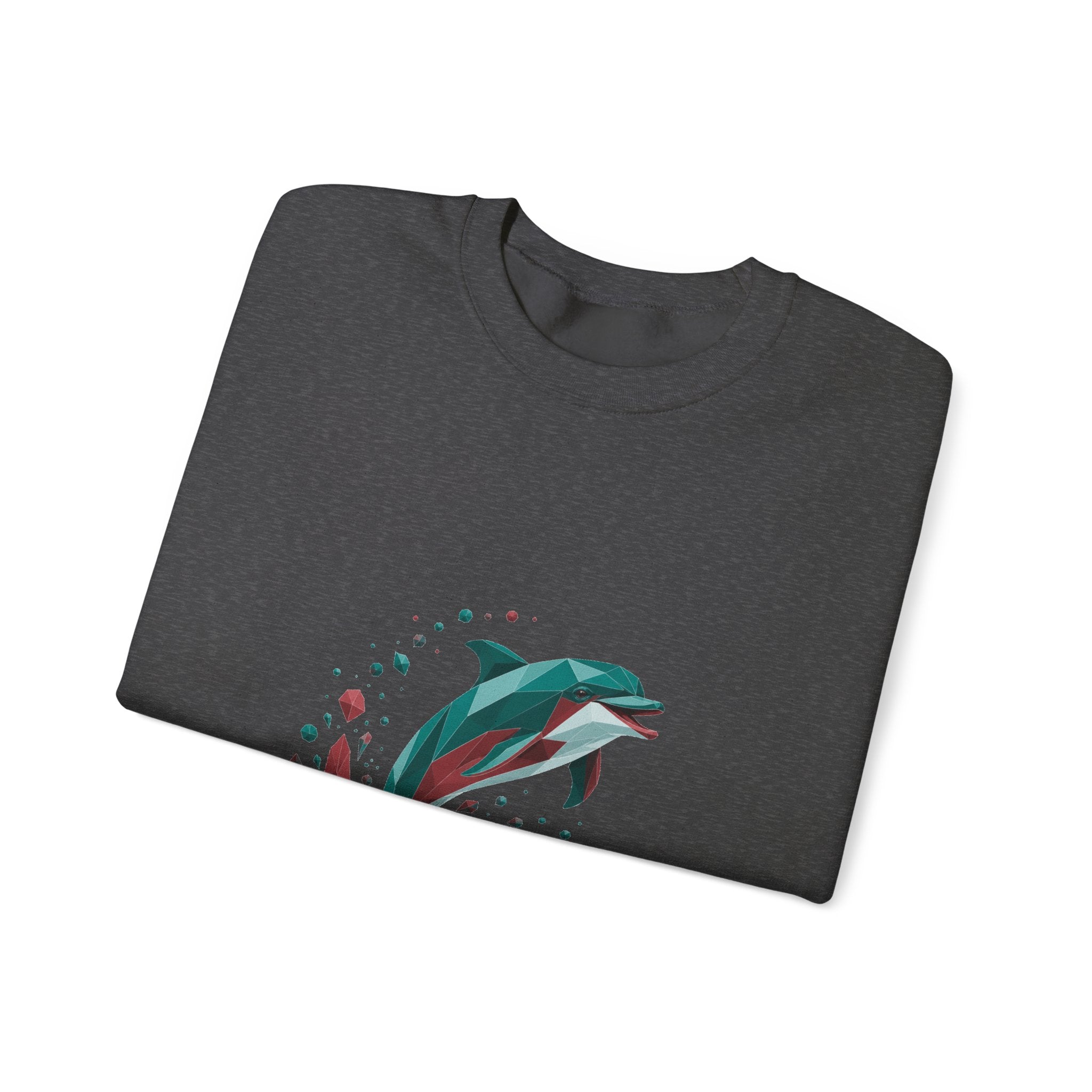 Matching Couple Sweatshirt - Shark & Dolphin Matching Couple Comfort Colors Crew Geometric Art His Hers Love Gift - Design B