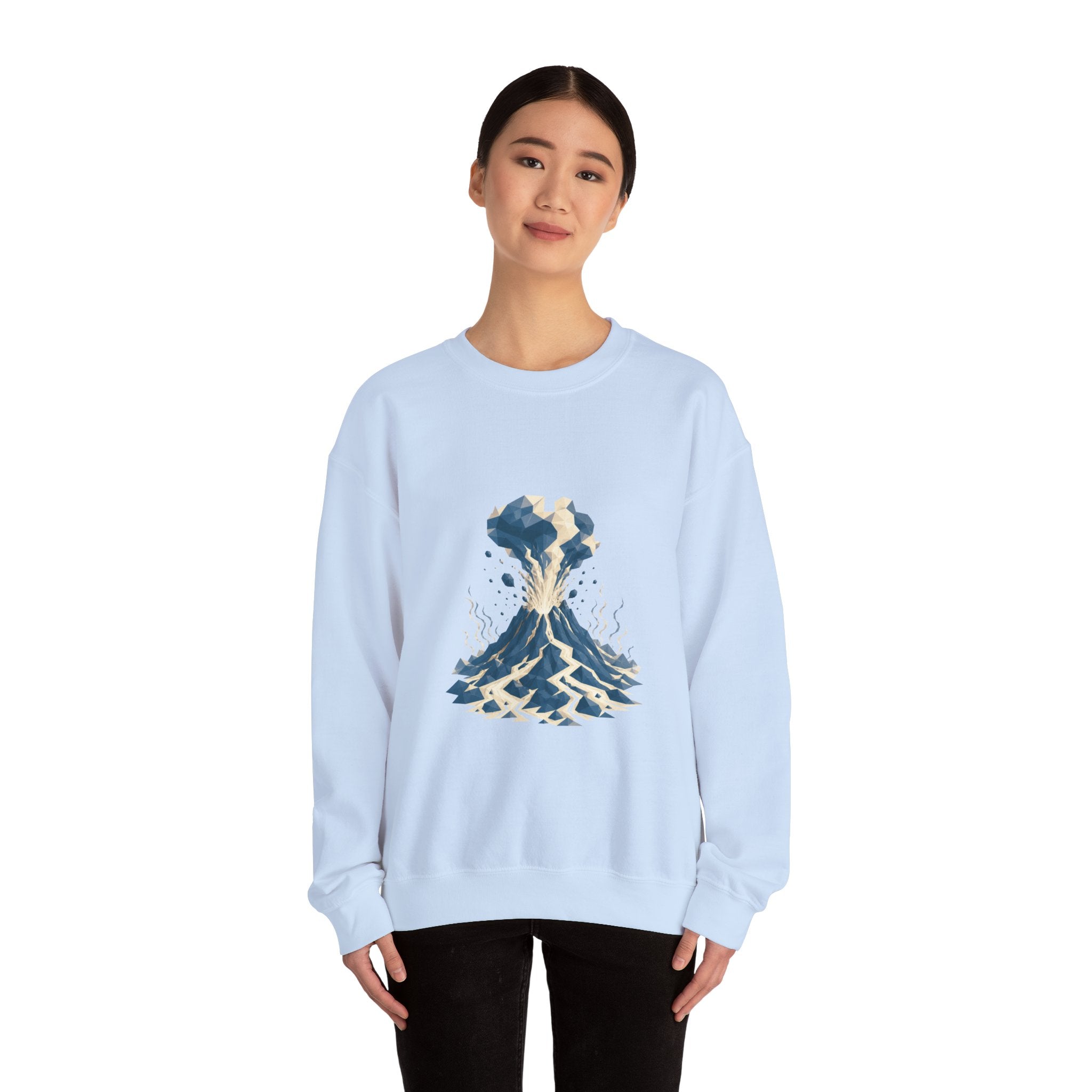 Matching Couple Sweatshirt - Volcano & Glacier Matching Couple Premium Fleece Sweatshirt Geometric Art His Hers Love Gift - Design A