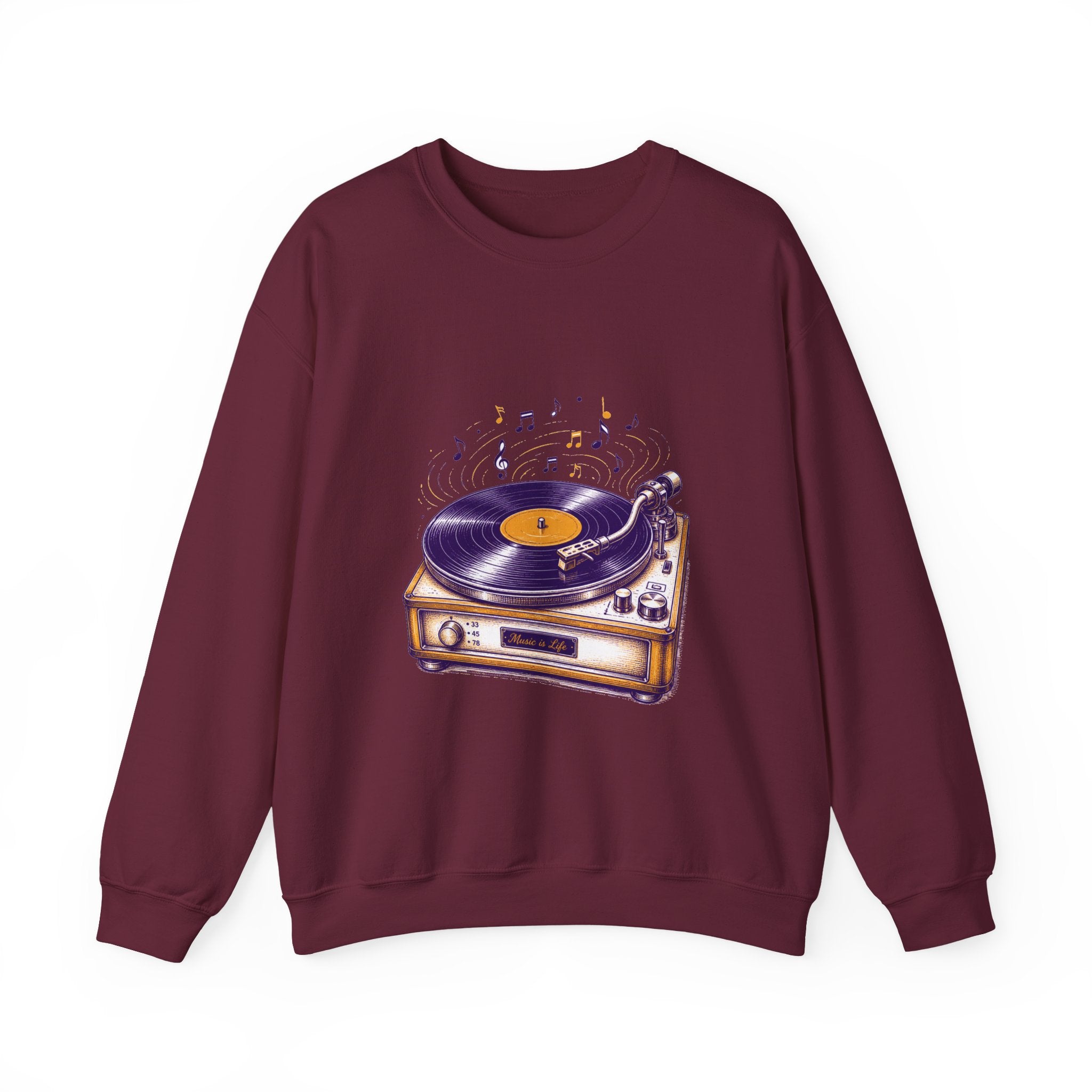 Matching Couple Sweatshirt - Vinyl & Cassette Matching Couple Premium Fleece Sweatshirt Hand-Drawn Art His Hers Anniversary Gift - Design A